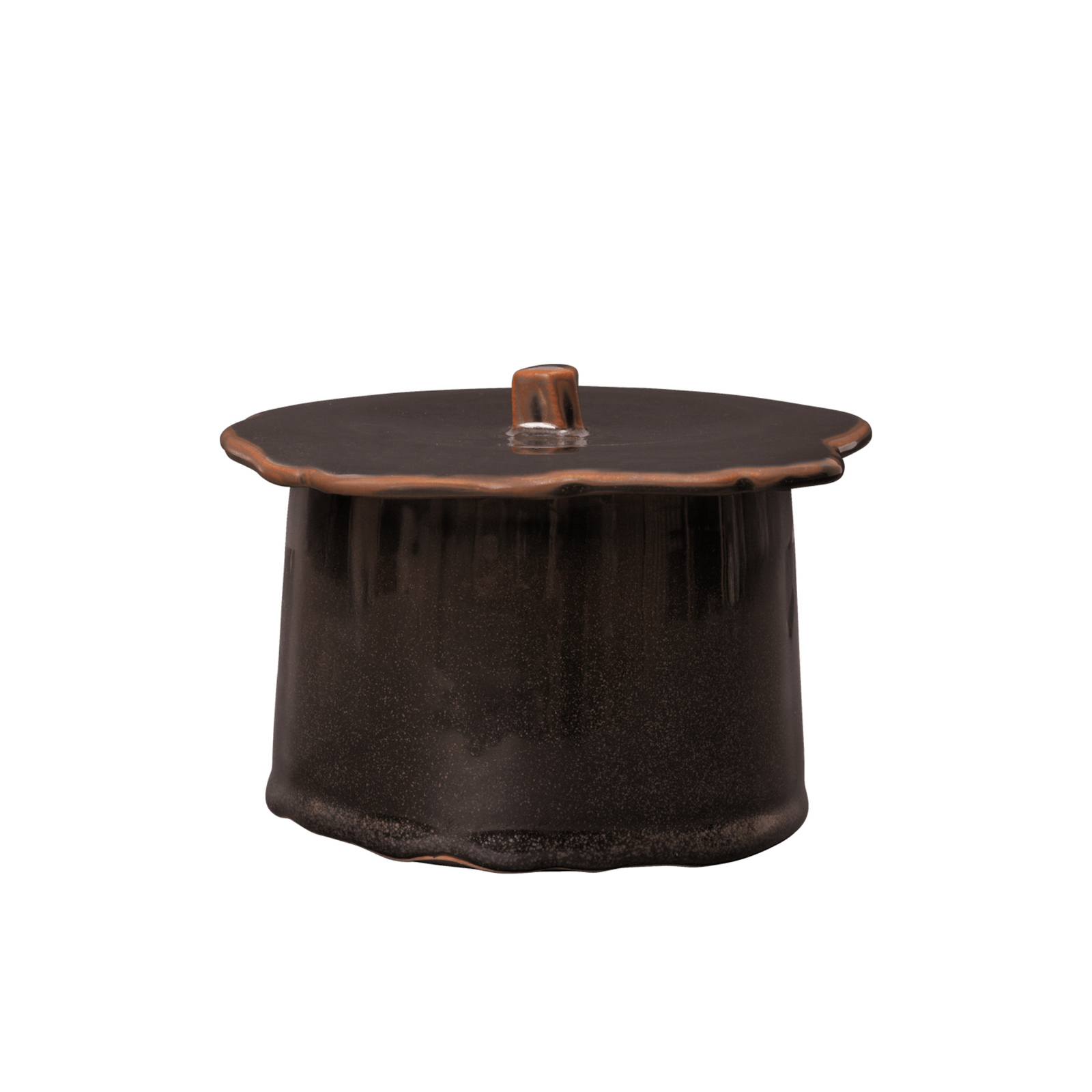 Marnen container with lid, dark brown, height 9 cm - ferm LIVING