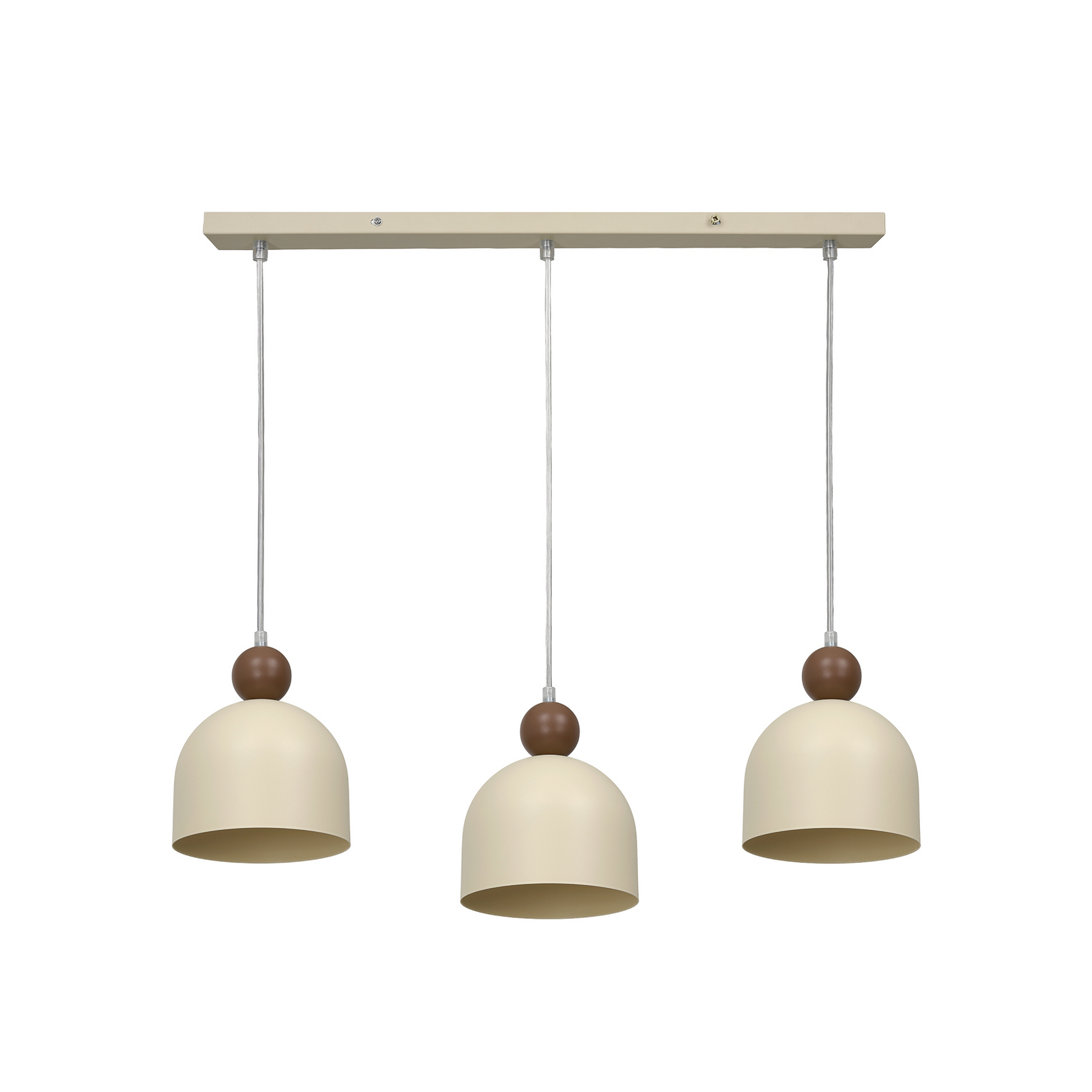 Suspension Timon, taupe/beige, longueur 60 cm, métal, à 3 lampes