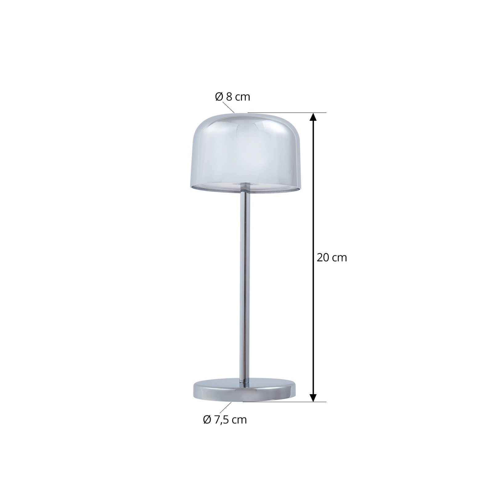 Quill LED rechargeable table lamp, CCT, chrome, dimmable - Lucande