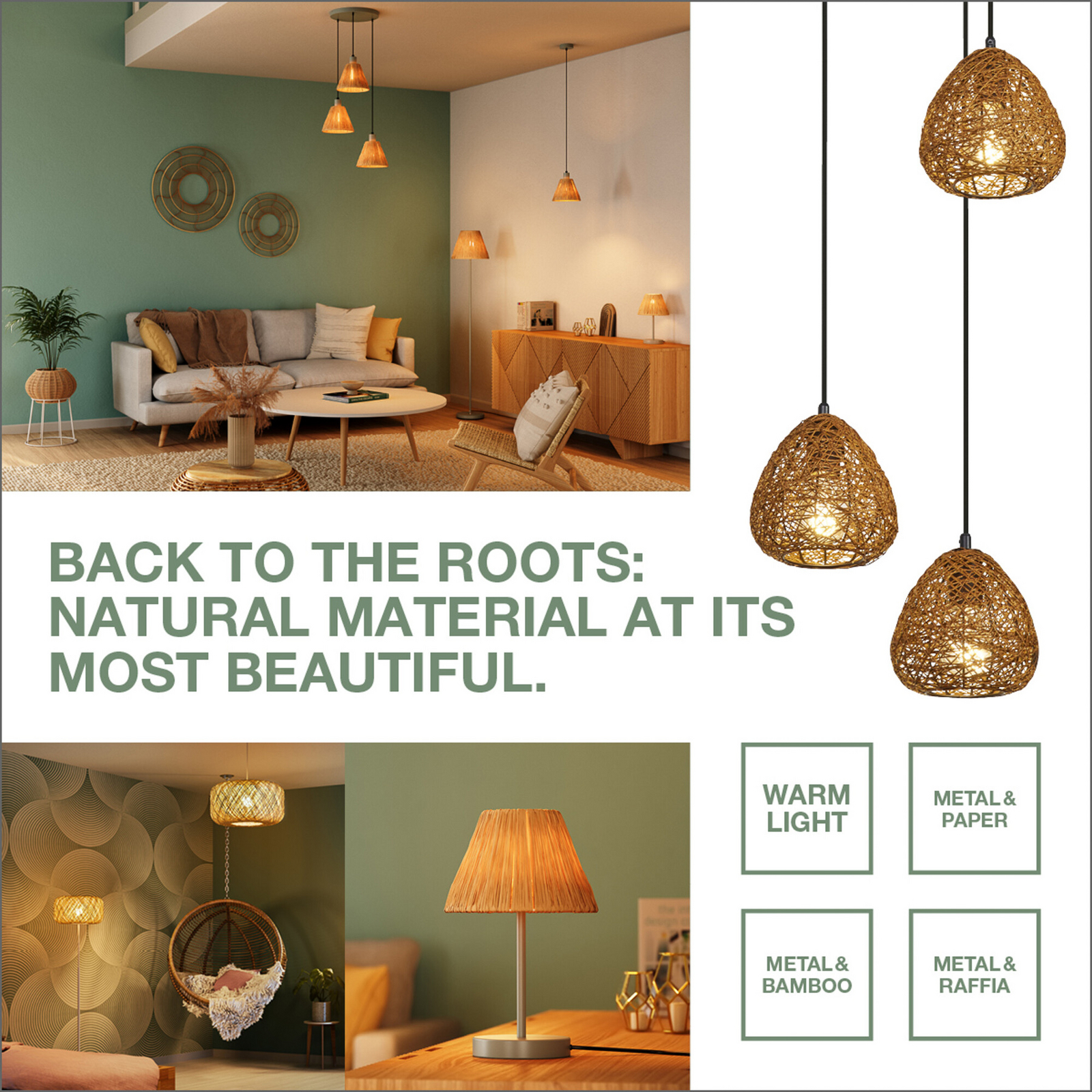 Plafonnier LED OSRAM Decor Bamboo Paper, Ø 50 cm, bambou