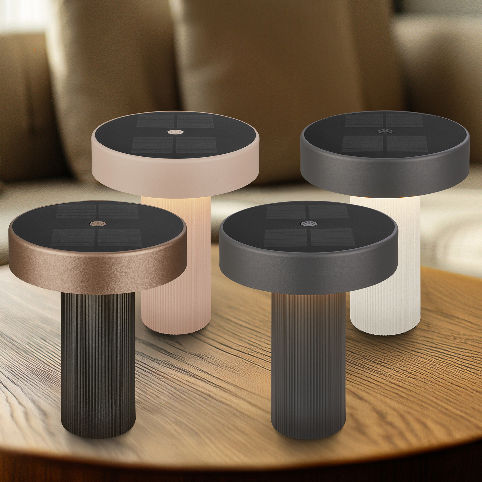 LED-batteridriven solcellsbordslampa Poga, antracit/brons, IP44