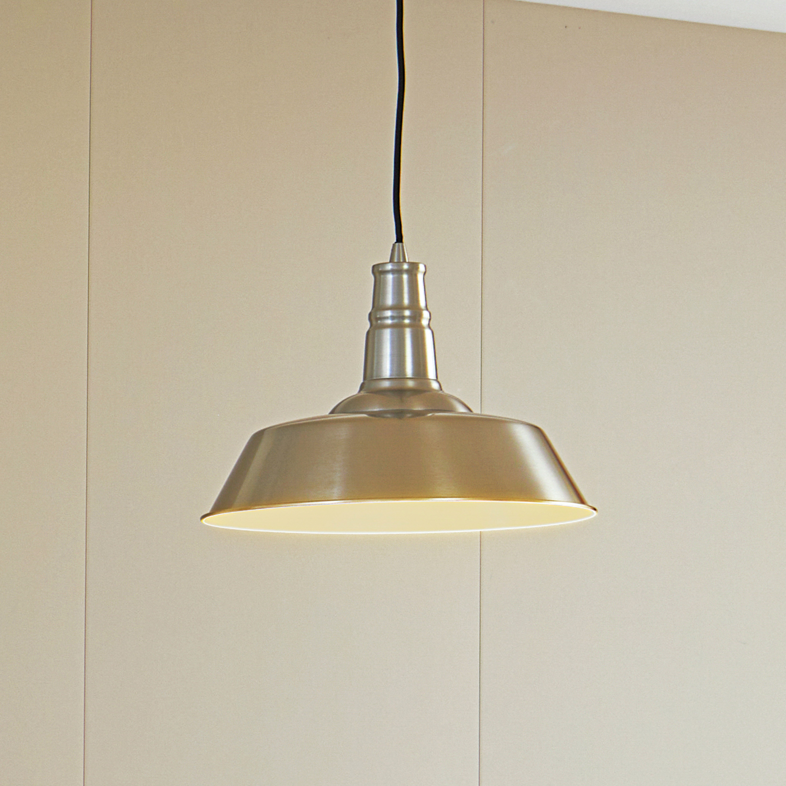 Lindby pendant light Laylan, nickel/white, Ø 36 cm, metal