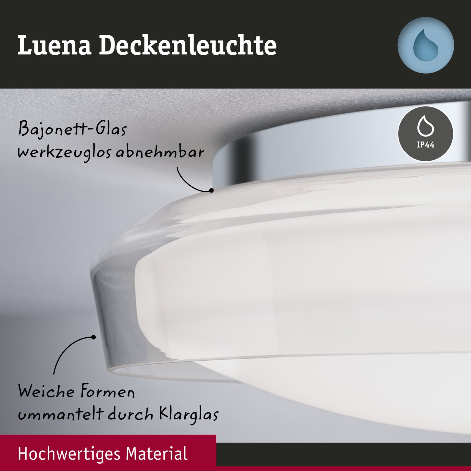Paulmann Luena LED-Deckenleuchte IP44 chrom Ø25cm