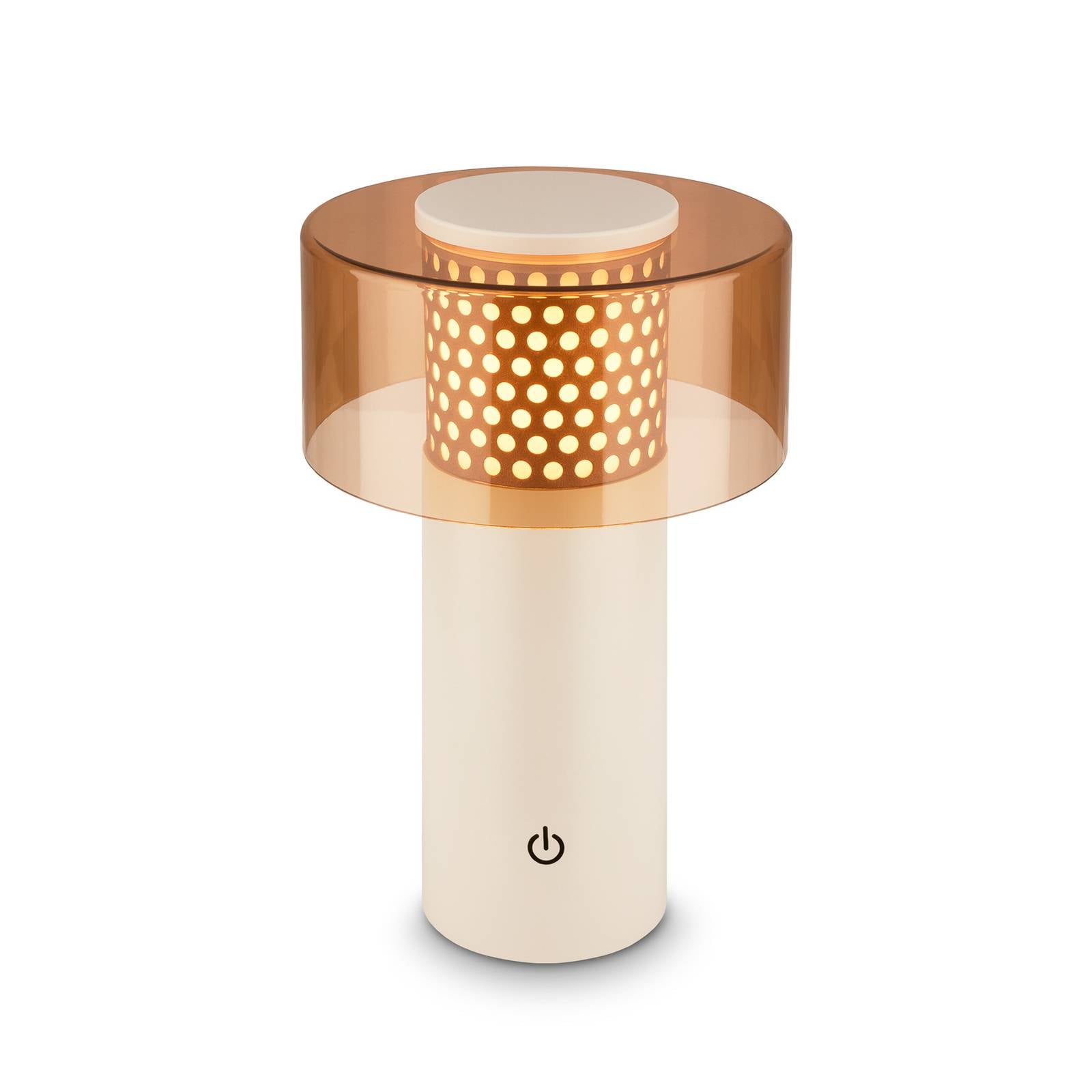 LED-Akku-Tischlampe Brilo unplugged Gila, braun/grau, 21 cm