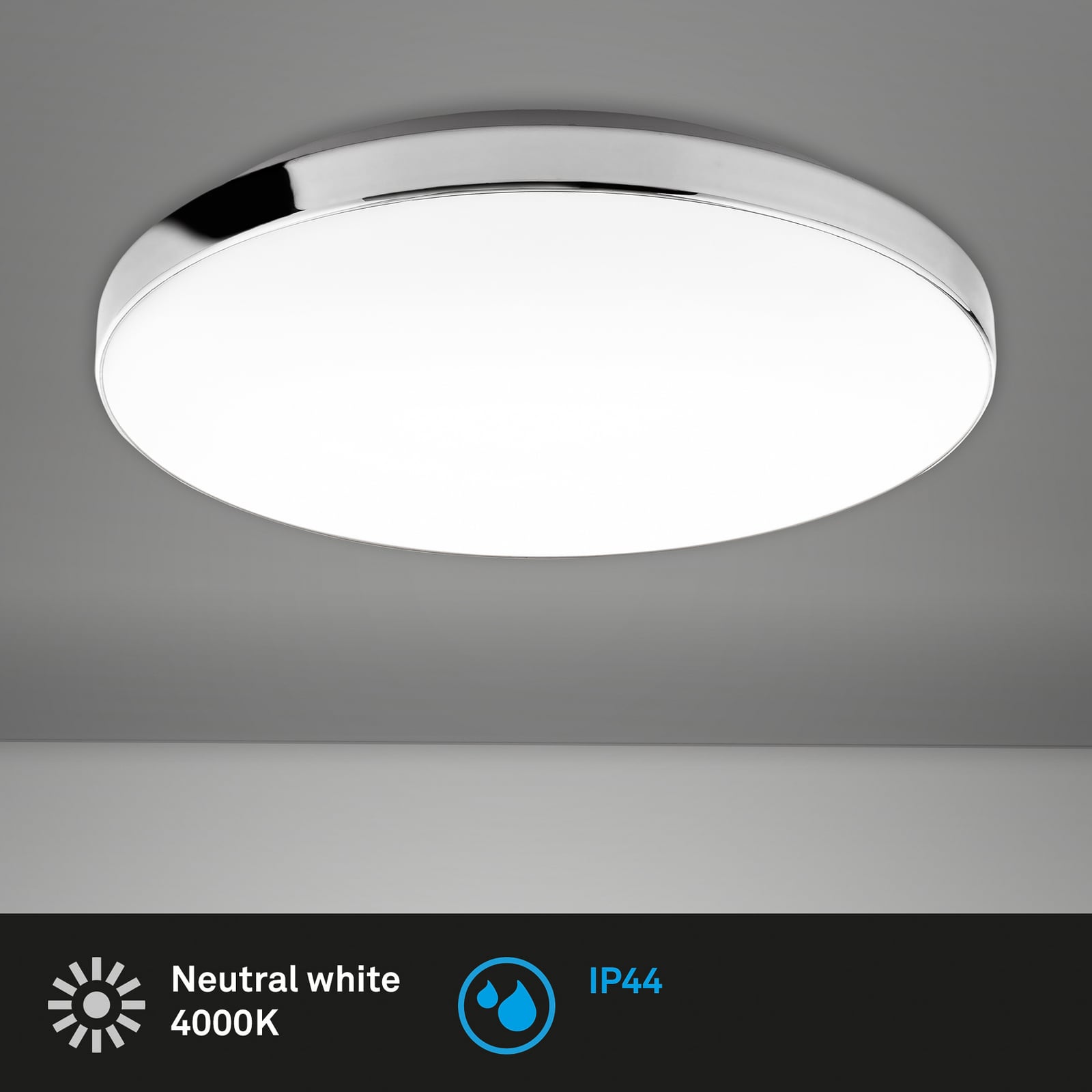 LED lubų lempa 3351216 chromas/balta, Ø 35,5 cm, 4000 K, IP44