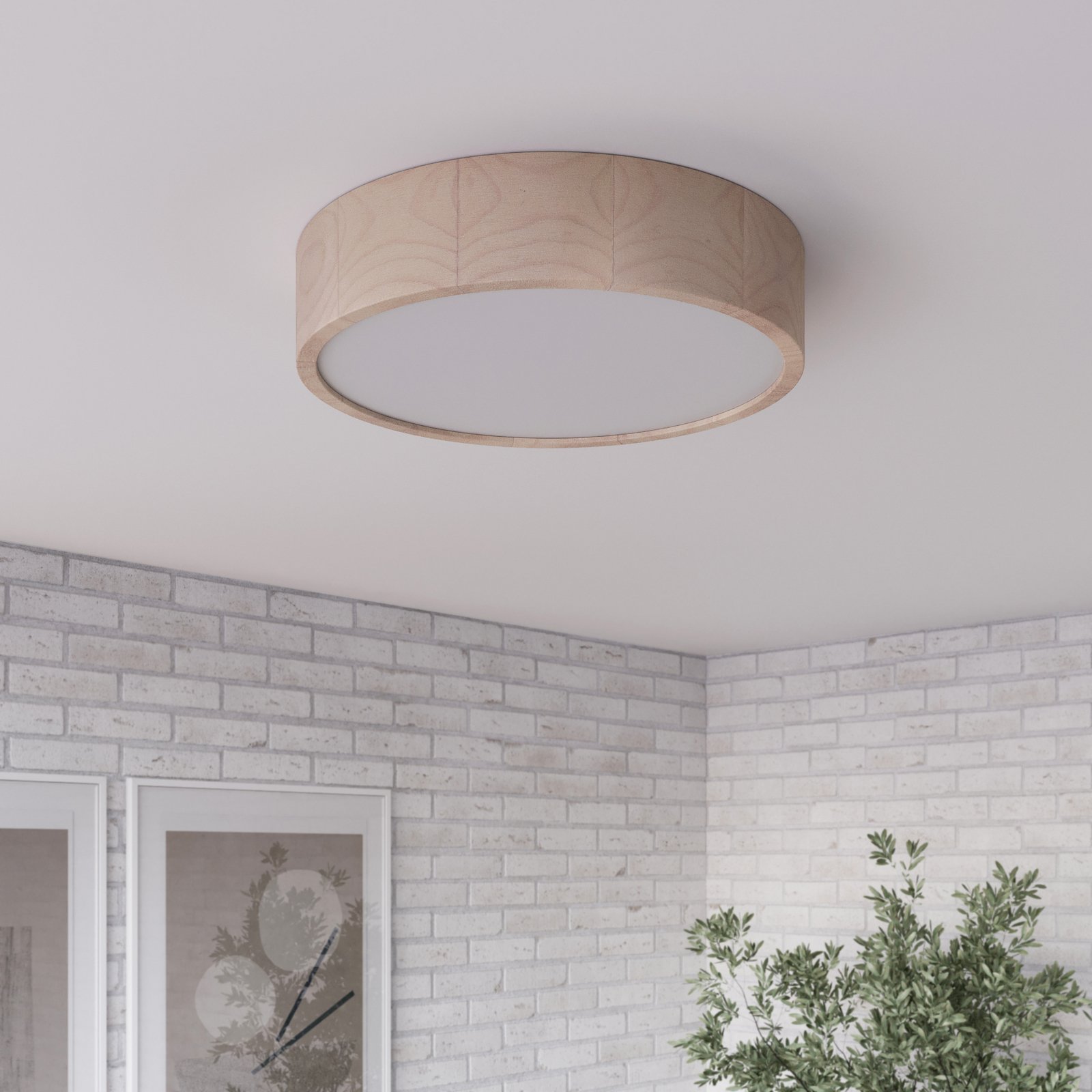 Envostar Kerio ceiling lamp Ø 37 cm natural pine