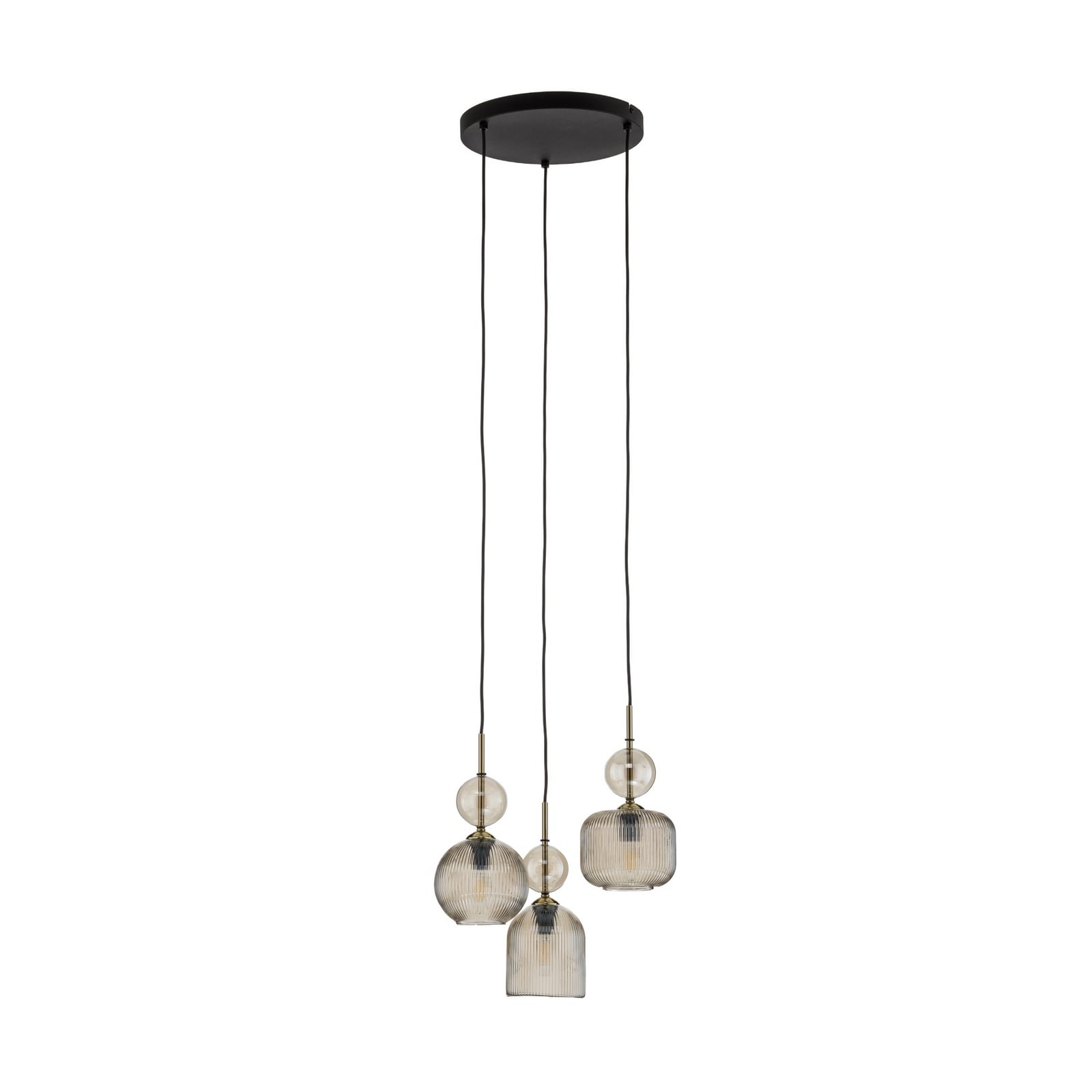 Hanglamp Sophia, 3-lamps, Ø 41 cm, cognac/zwart, E14