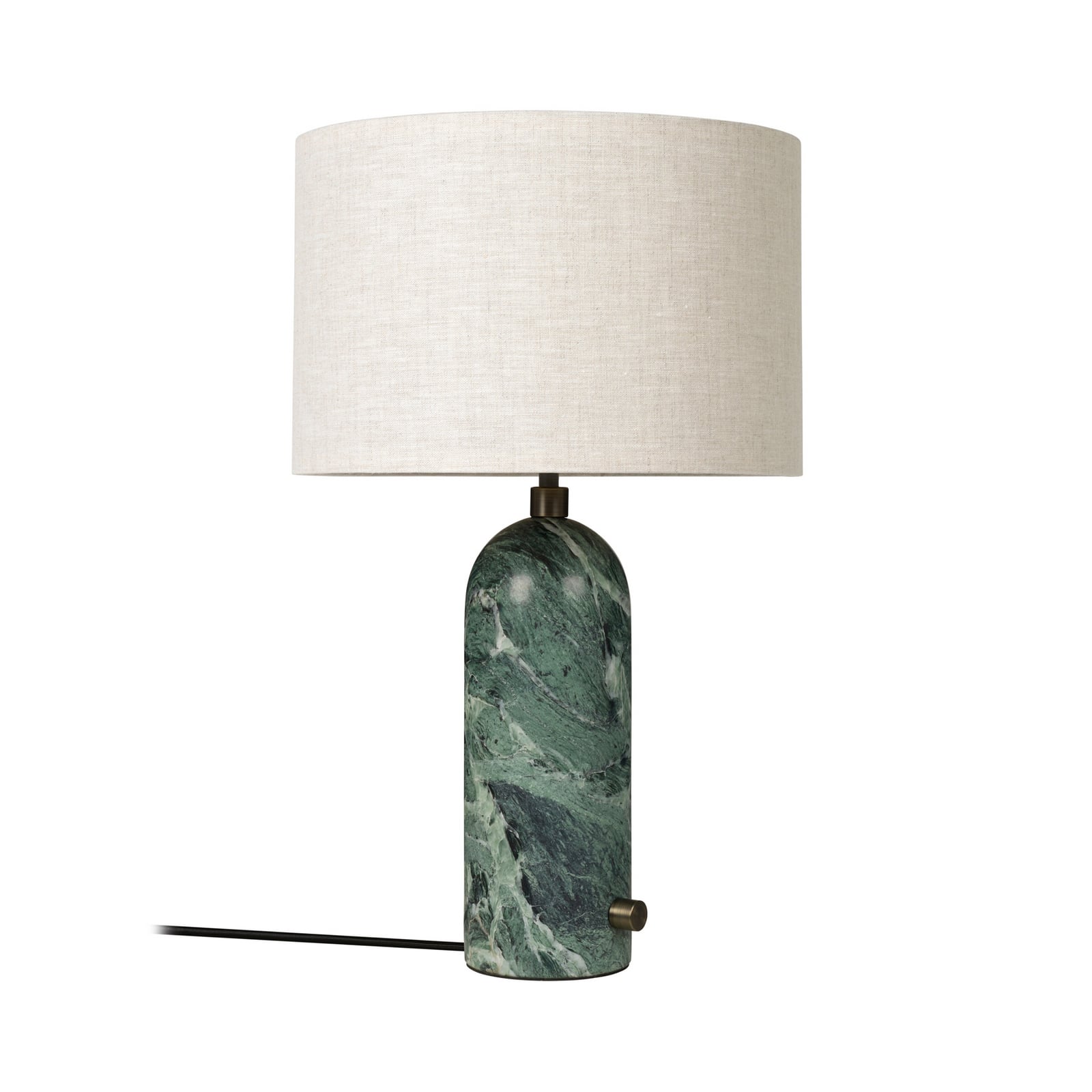 Lampe à poser Gubi Gravity Small, marbre vert, toile crème