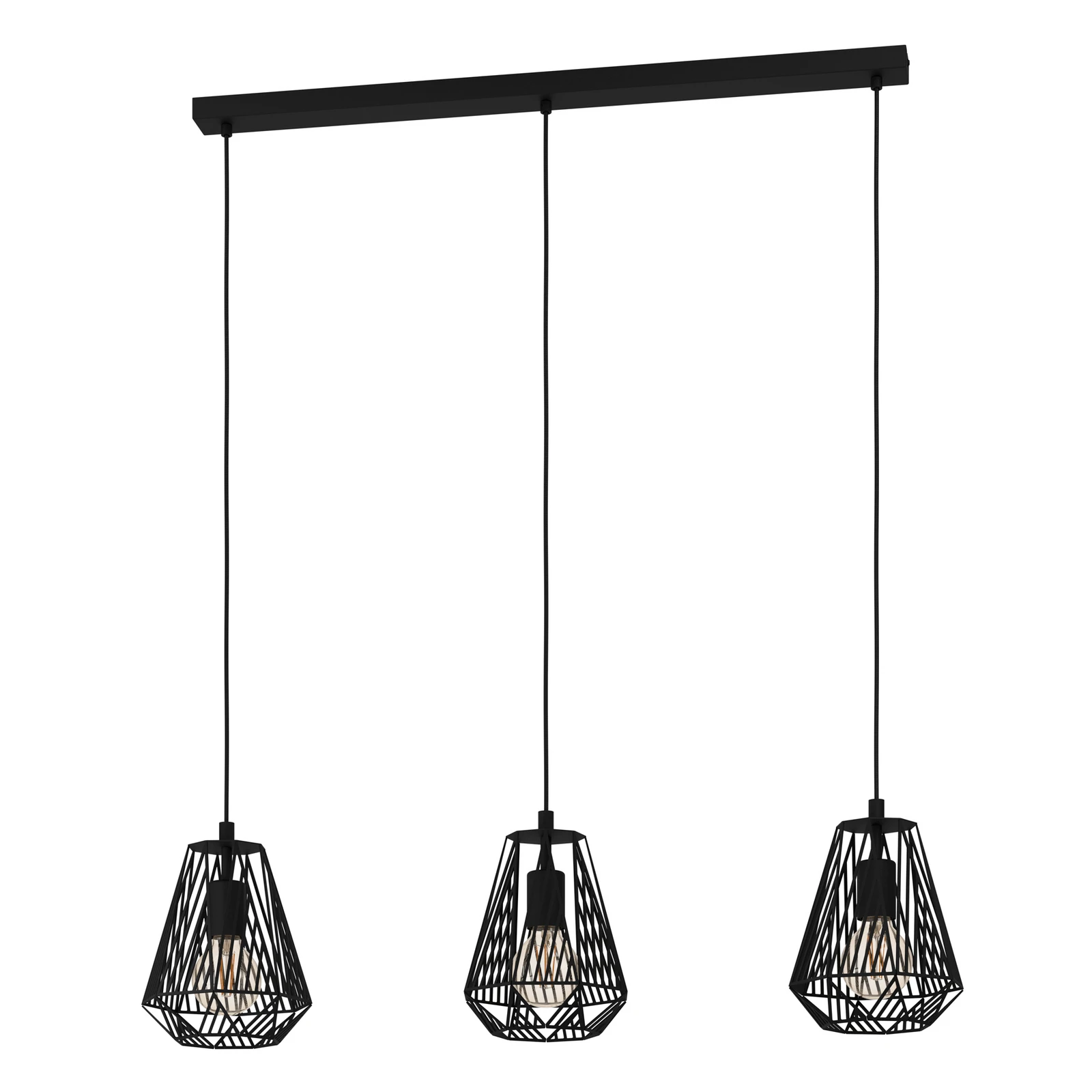 Hänglampa Stype, svart, längd 96 cm, stål, 3 lampor.