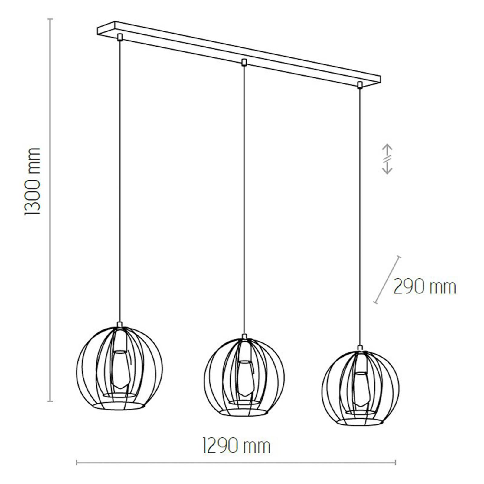 tk lighting suspension jaula avec abat-jour cage, 3 lampes
