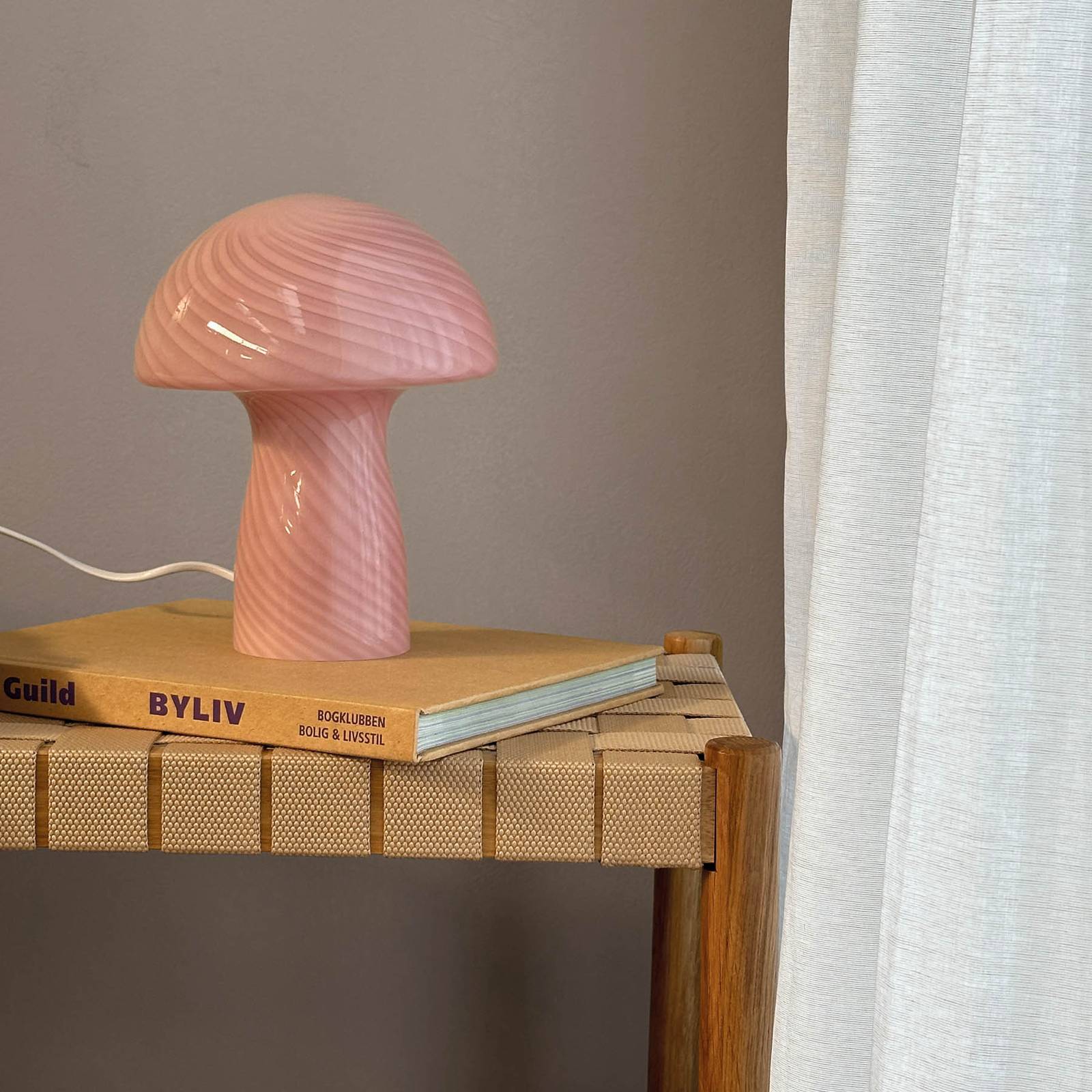 Dyberg Larsen Tischlampe Mushroom, pink, Höhe 23 cm, Glas günstig online kaufen