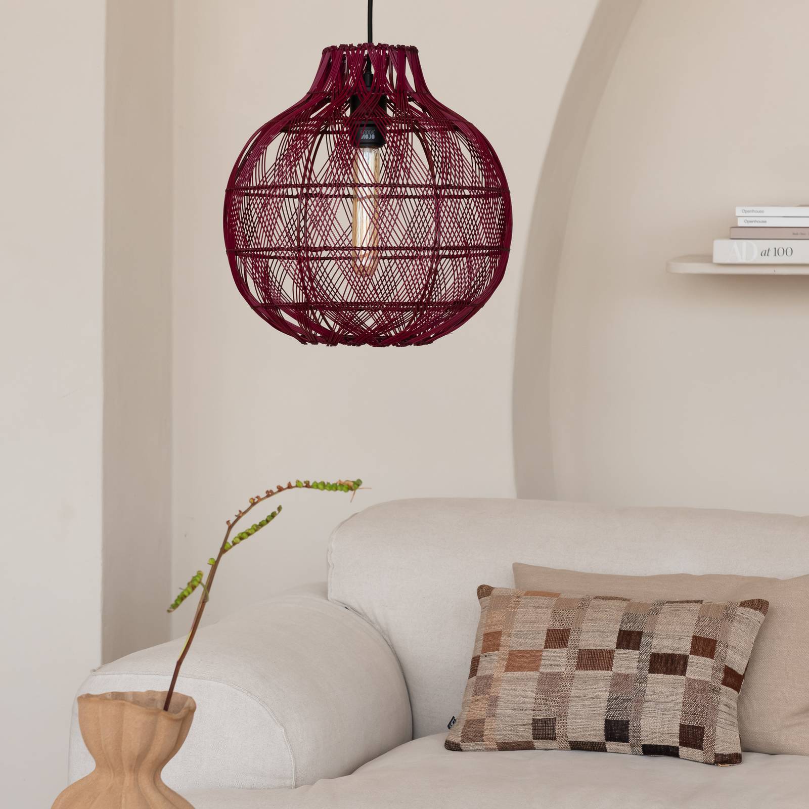 GOOD & MOJO Hängeleuchte Mendoza, rot, Ø 35 cm, Bambus, E27 günstig online kaufen