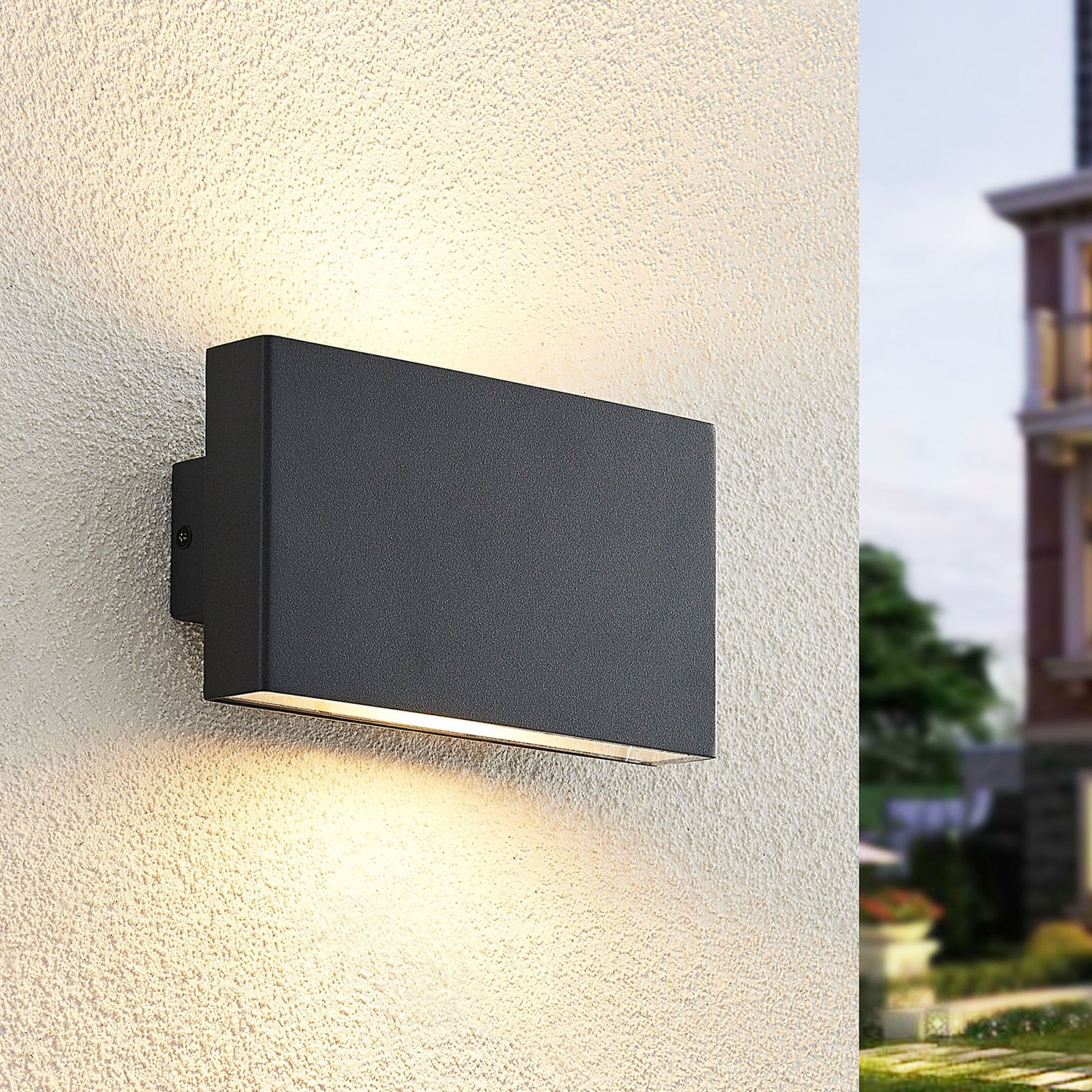 Ploski outdoor wall lamp, 2-bulb, 18 cm anthracite