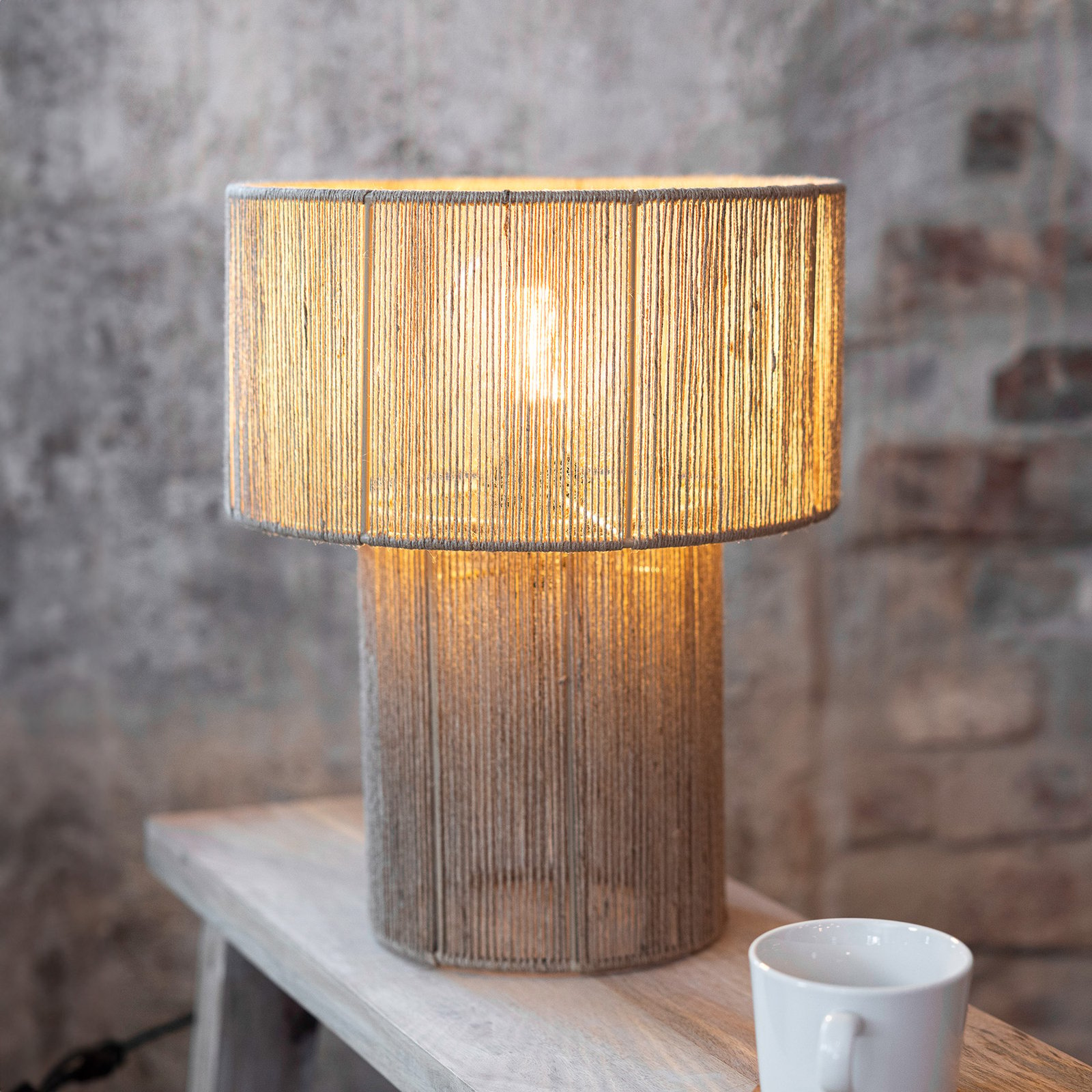 Soga table lamp, natural, jute, height 40 cm