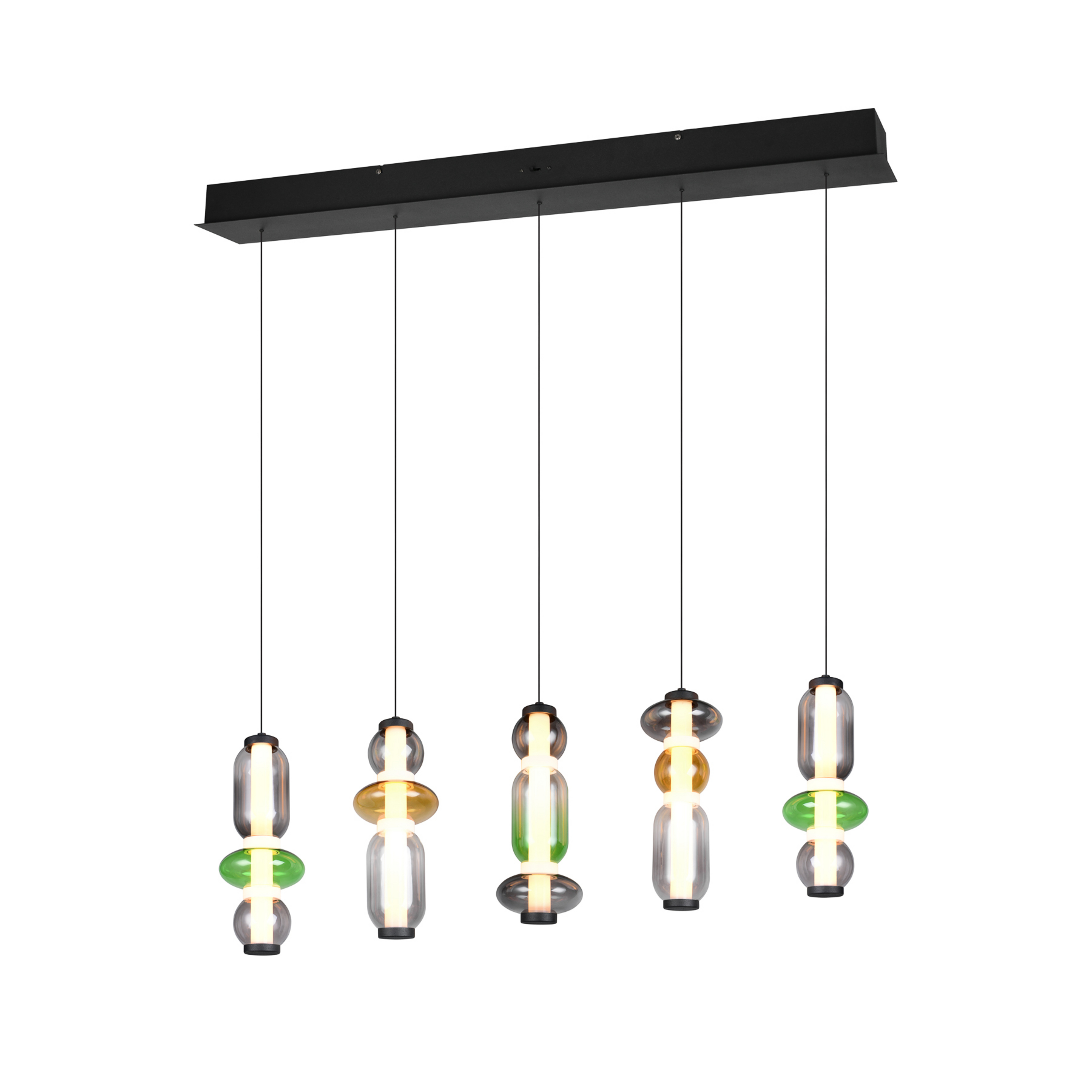 LED-Hängelampe Minerva, Länge 100 cm, bunt, Glas, CCT Dimmer