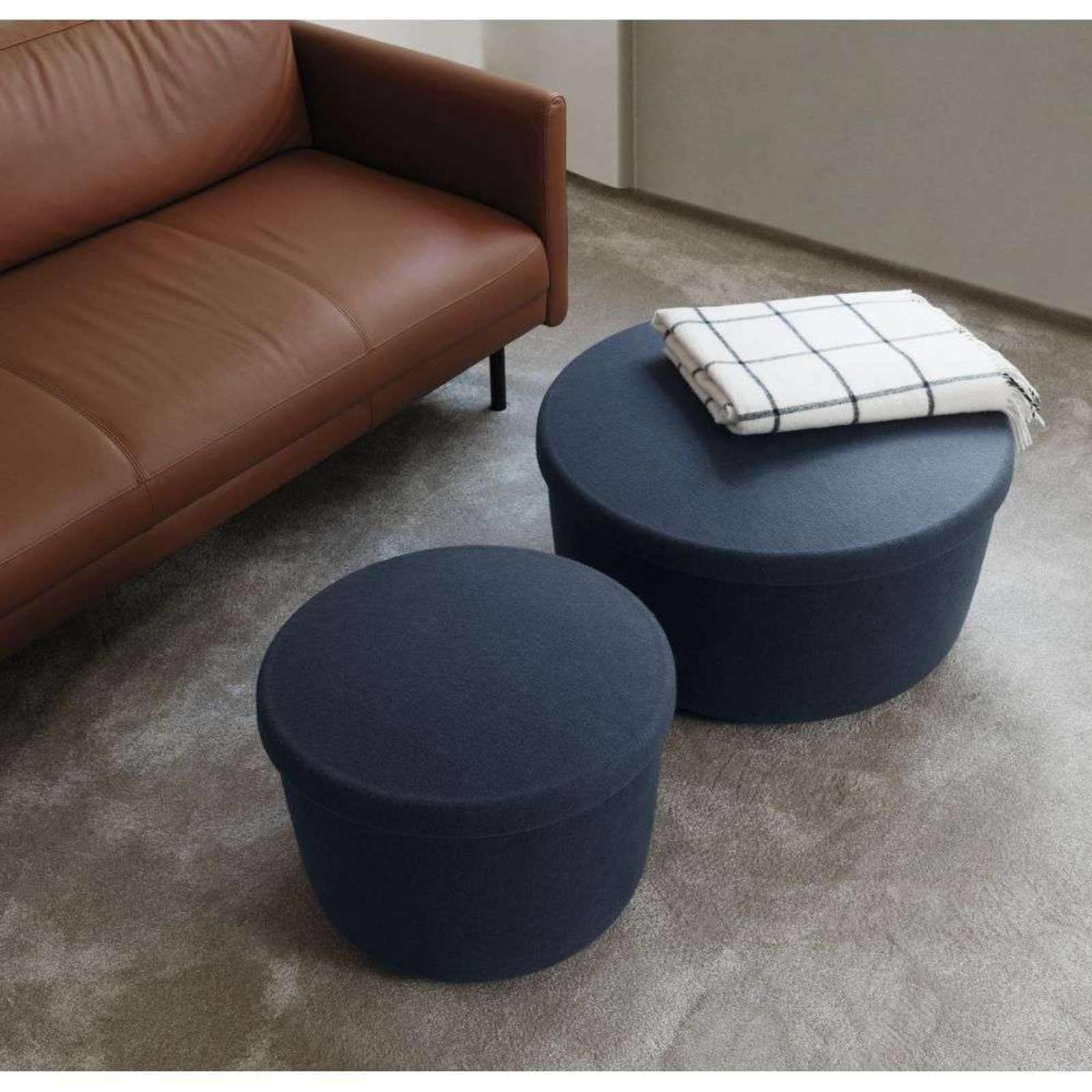 Hide Storage Pouf Large Steel Blue - Normann Copenhagen