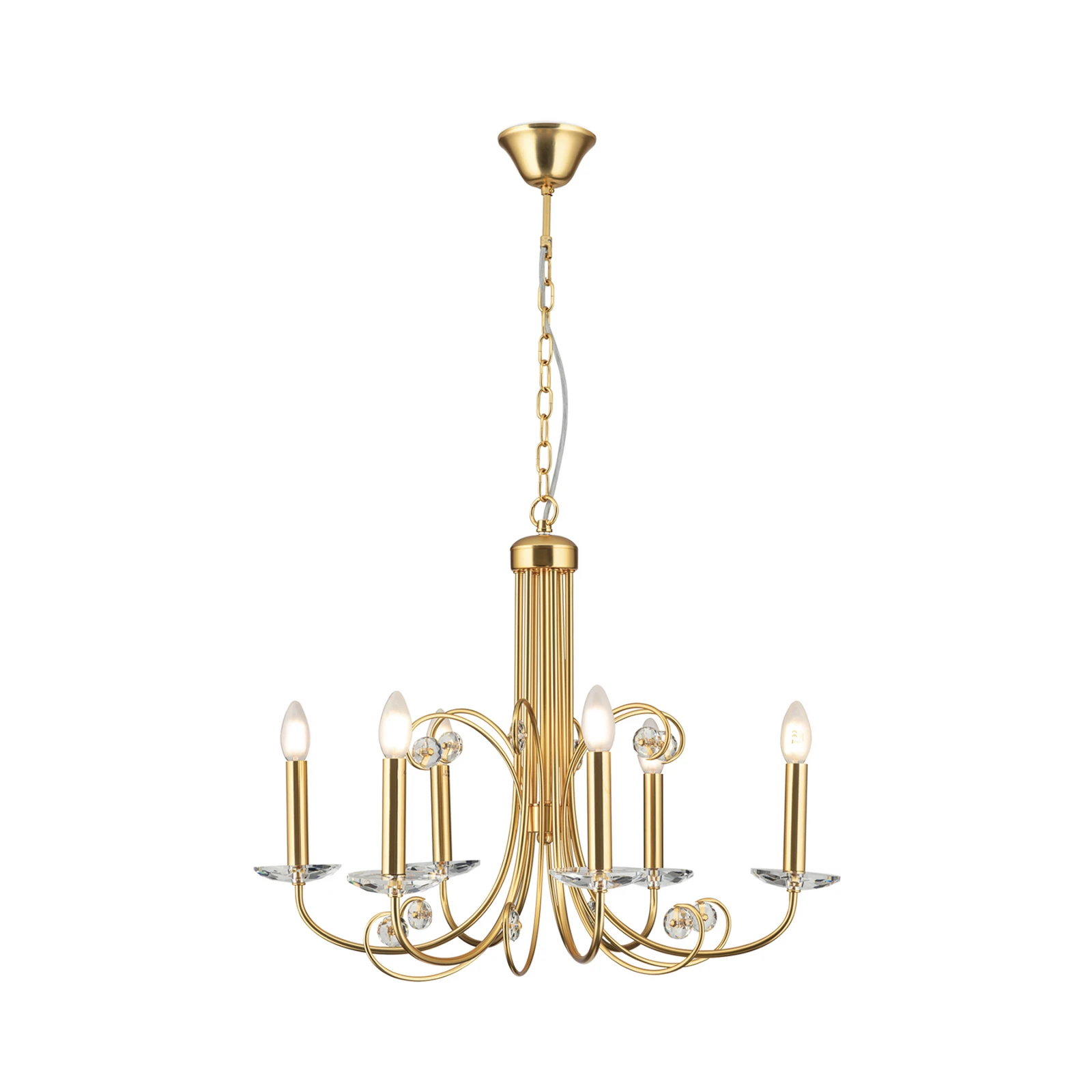 Lustre Ariane, cor de ouro, Ø 67,5 cm, cristal, 6 lâmpadas.