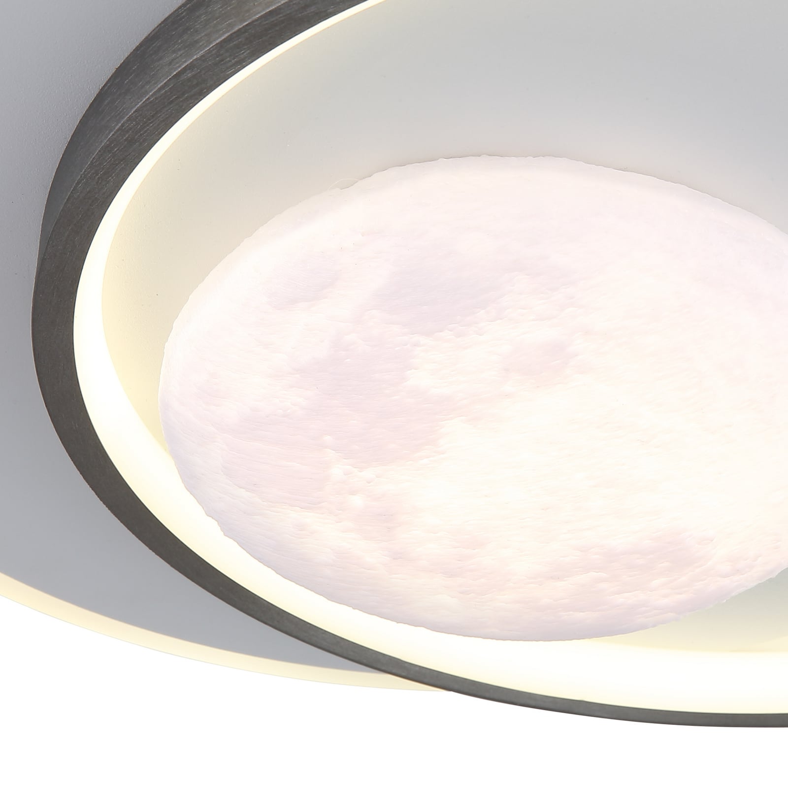 Candeeiro de teto LED Moon, preta/cinzenta, metal, 37 cm Candeeiro de teto LED Moon, preta/cinzenta, metal, 37 cm