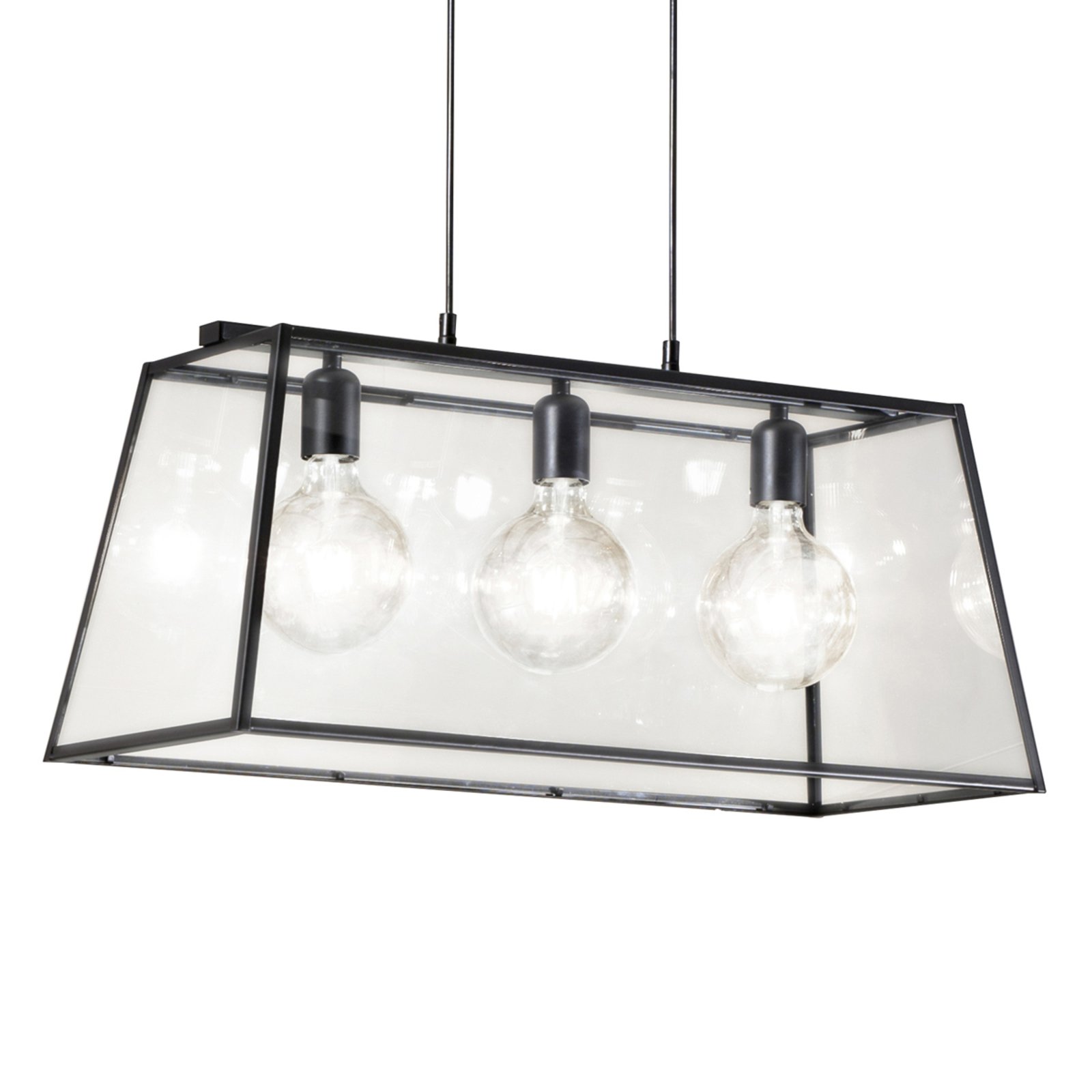 Perenz Troy hanging light, 70 cm, 3-bulb, for Living / Dining Room, metal, glass, E27, 60 W, energy efficiency: A++, L: 70 cm, W: 30 cm, H: 30 cm