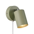 Explore wall spotlight with cable and plug, GU10, green