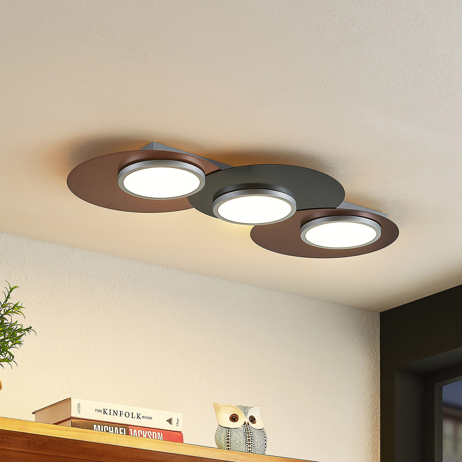 Lindby Enavi plafonnier LED, à trois lampes