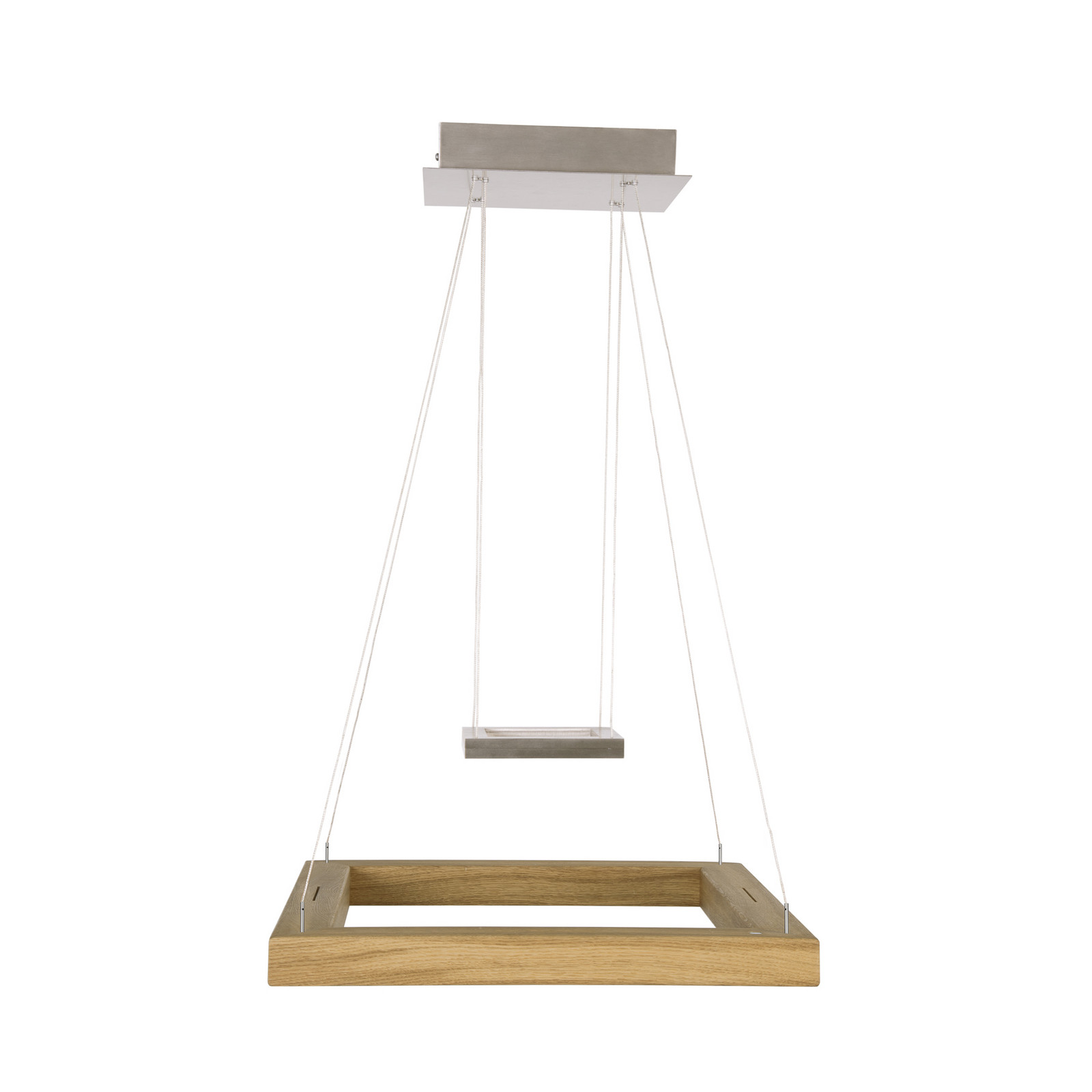 HerzBlut Lampă suspendată LED Leonora lemn 50 cm dimabil - Camera de zi / sufragerie - modern - stejar uleiat nichel mat periat