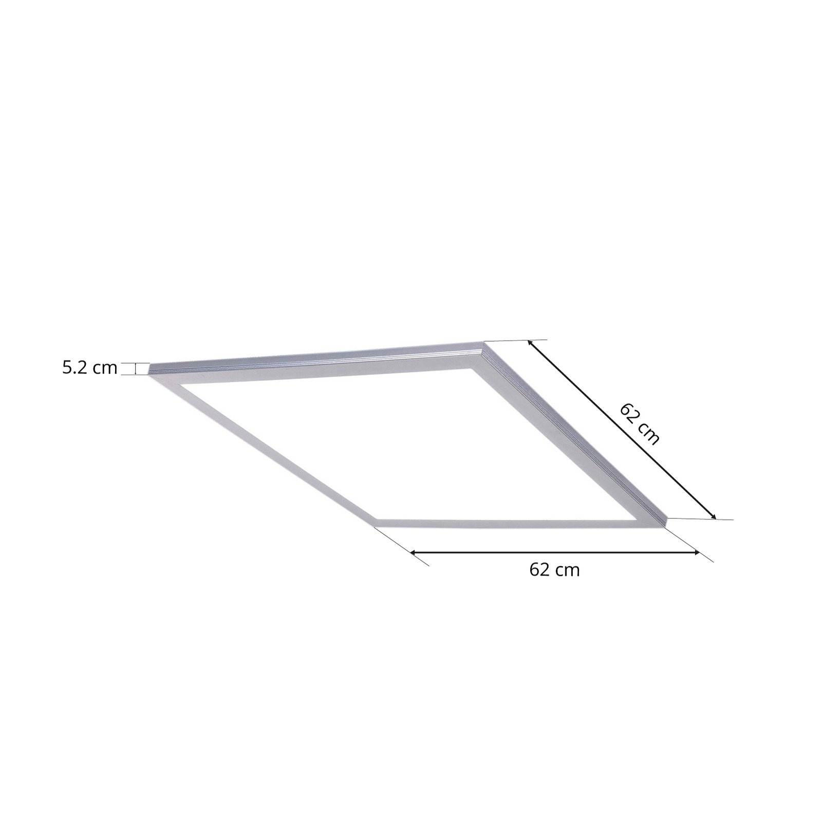 Pannello LED Lindby Livel, CCT, 62 cm x 62 cm, alluminio