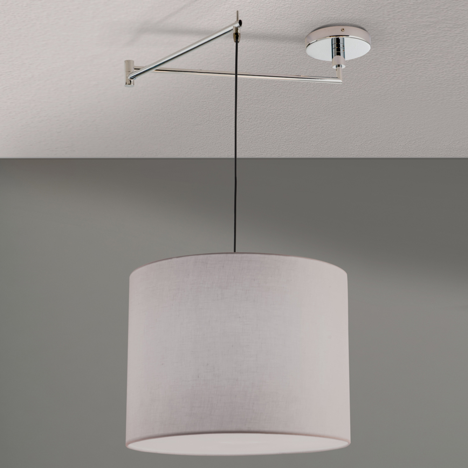 Hanging light Artak with a white fabric lampshade