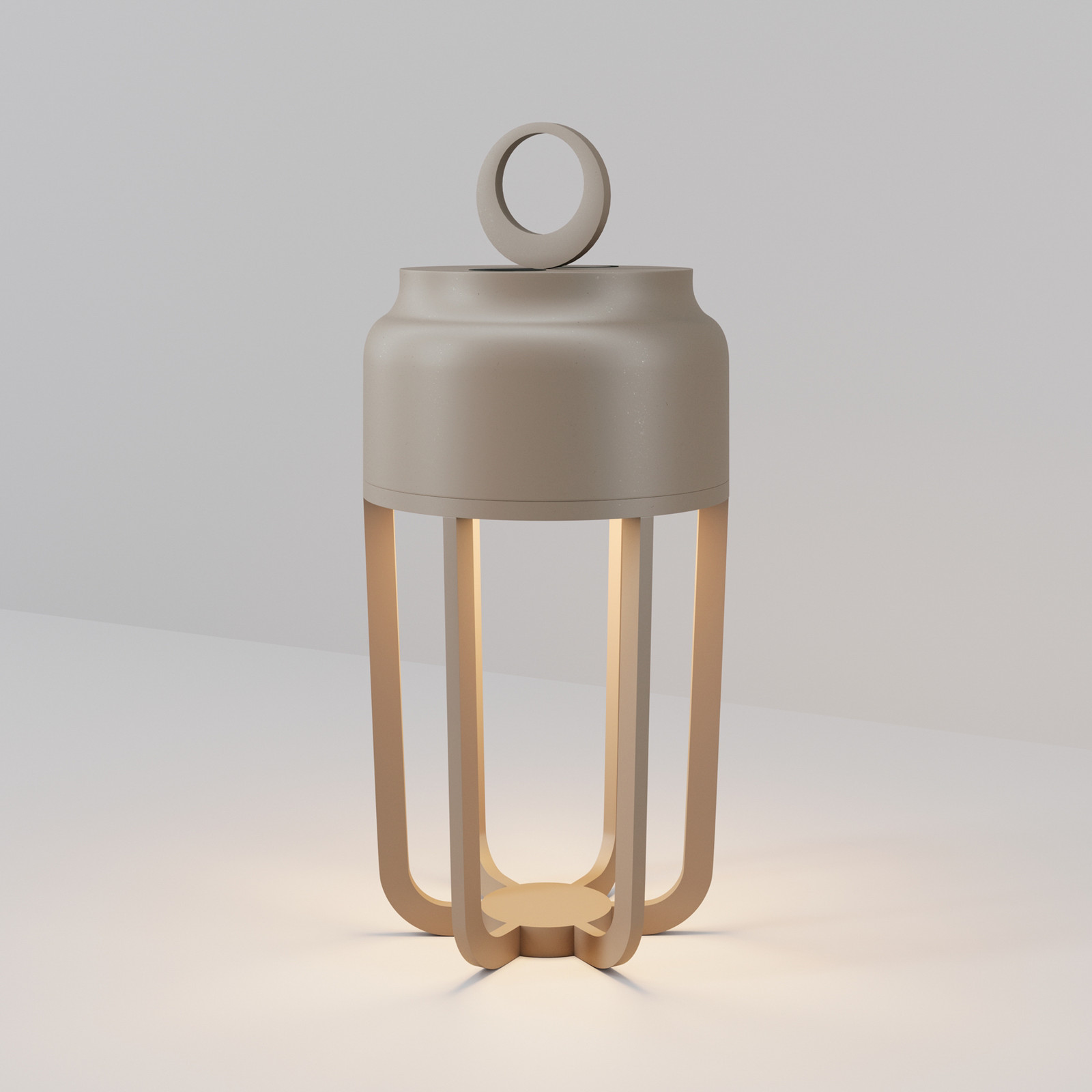 Maytoni LED настолна лампа с акумулатор Vetra, бежова, височина 22 см, метална, IP54