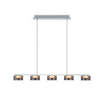 LED závesné svietidlo Dune, nikl/chróm, dĺžka 119 cm, kovová, 5-ramenná.