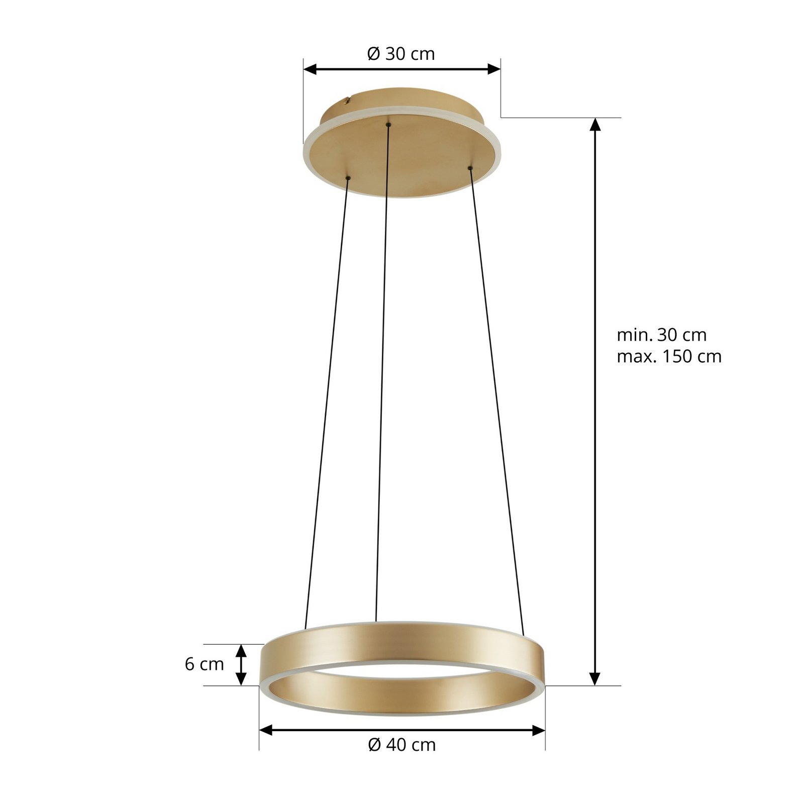 Tindra LED hanglamp goud dimbaar Ø 40 cm - Lucande Tindra LED hanglamp goud dimbaar Ø 40 cm - Lucande