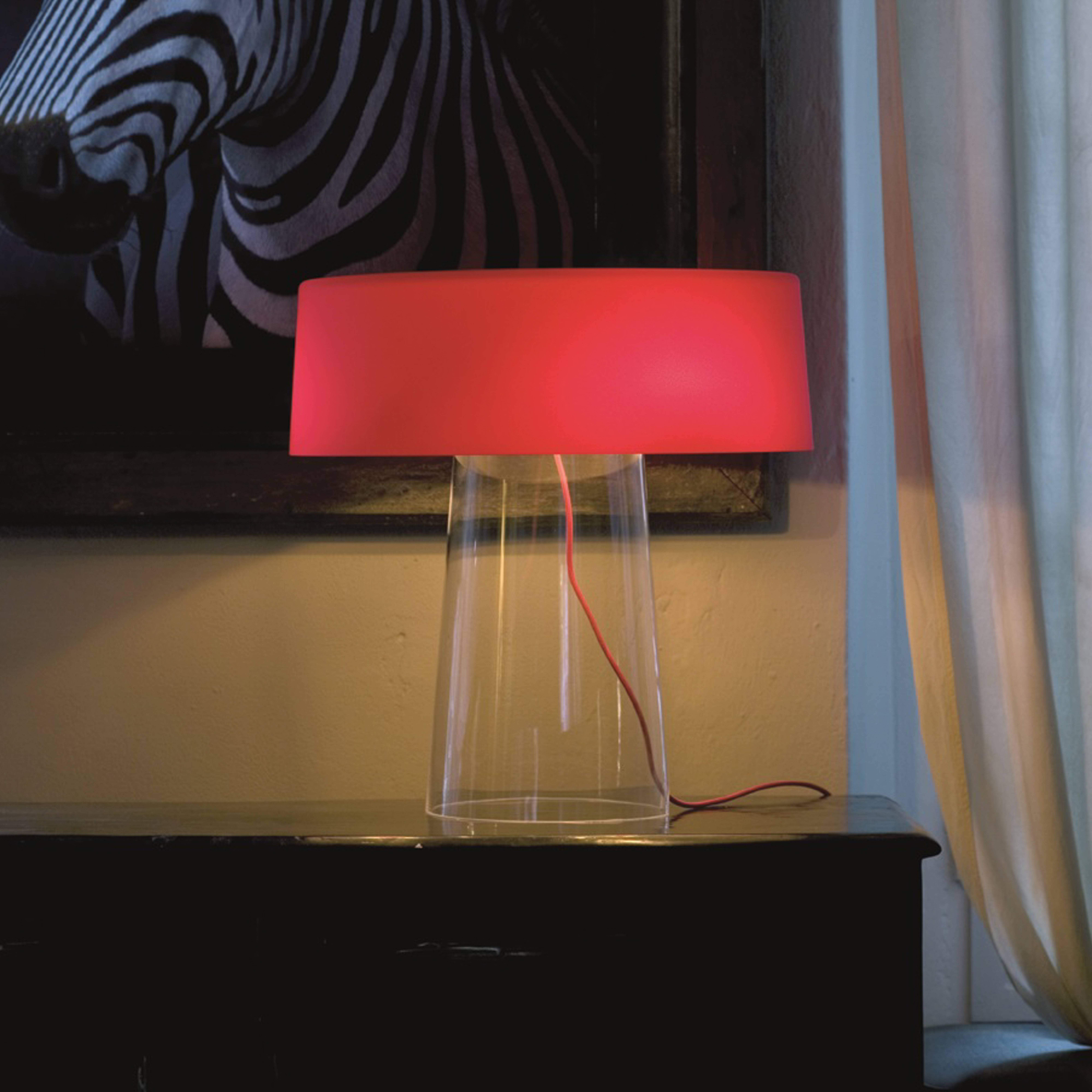 Prandina Glam lámpara de mesa 48 cm pantalla transparente/rojo