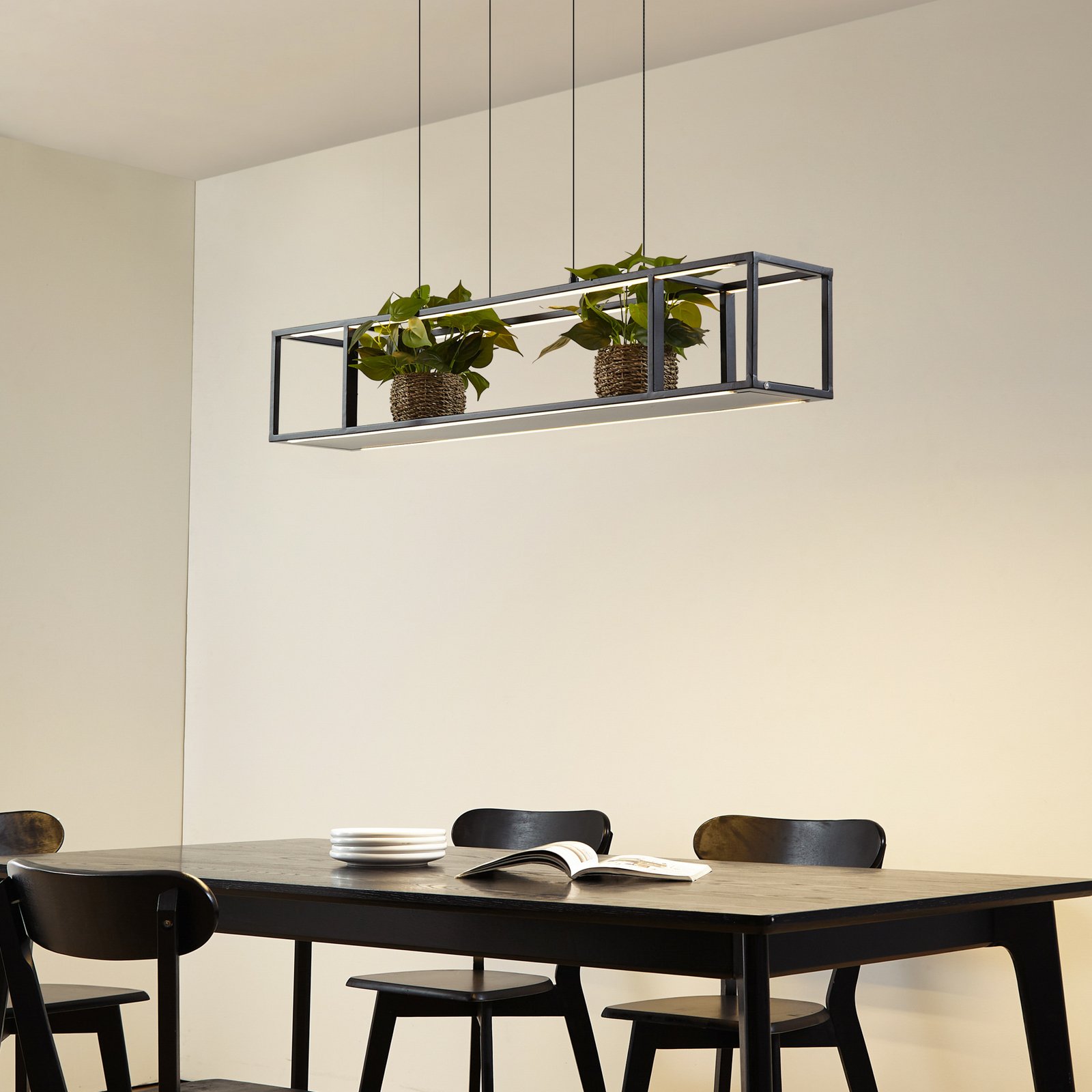 LED-riippuvalaisin, himmennettävä, 110 cm, musta - Lucande LED-riippuvalaisin, himmennettävä, 110 cm, musta - Lucande