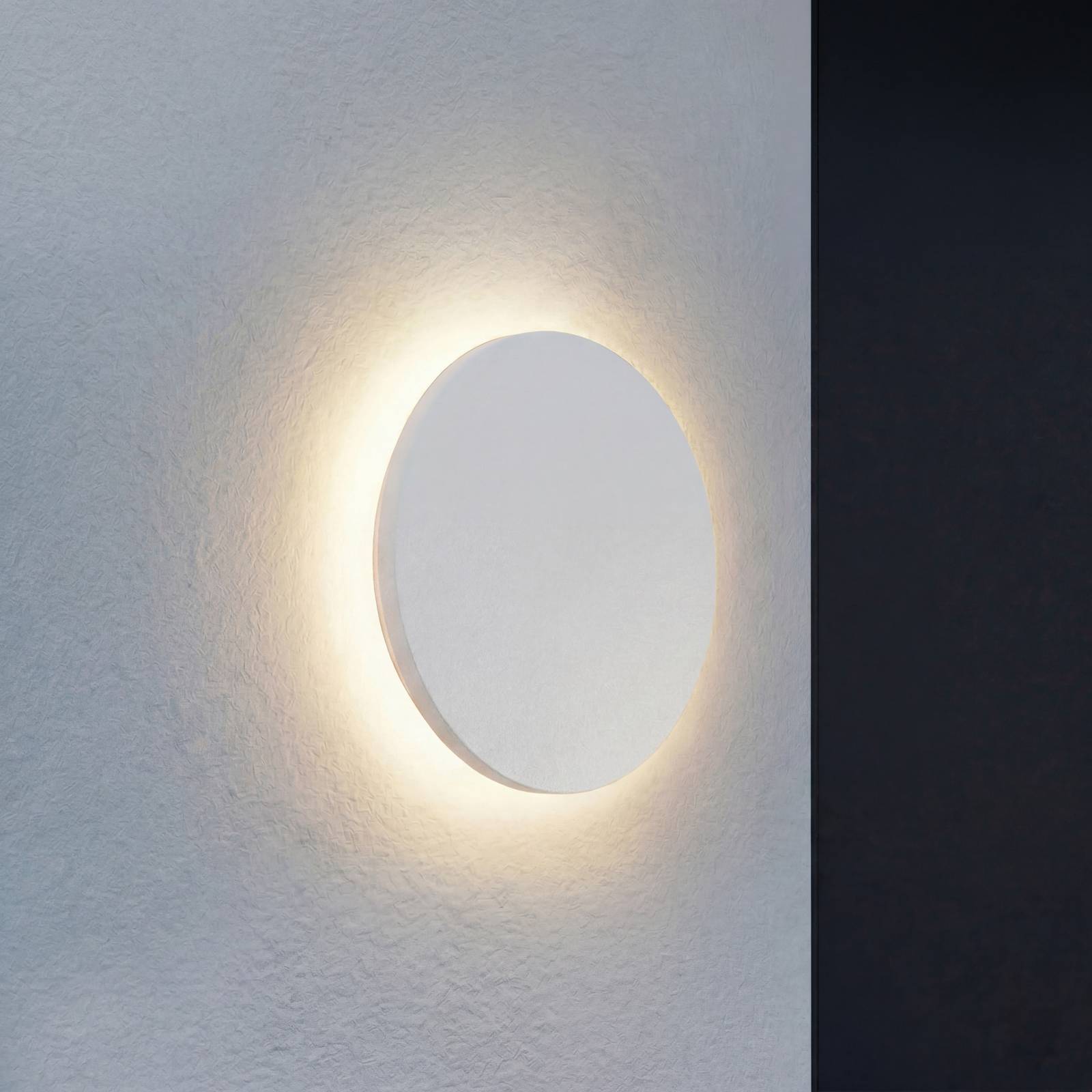 Applique d'extérieur LED Lindby Selinel, blanche, Ø 23 cm, numéro de maison