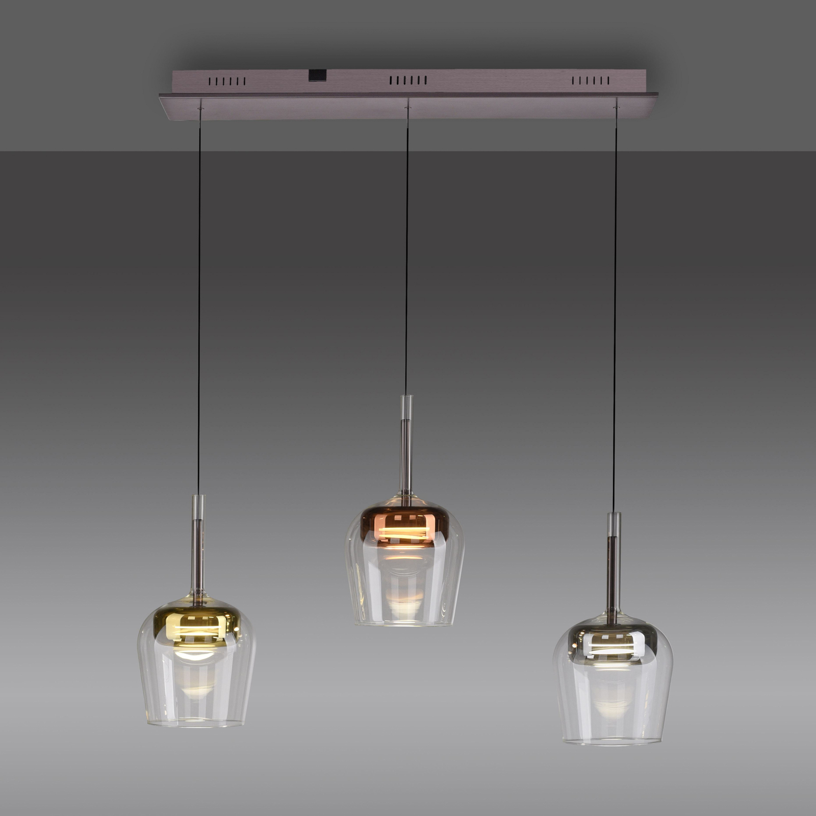 Paul Neuhaus Suspension Smart LED Q-Kon multicolore à 3 lampes