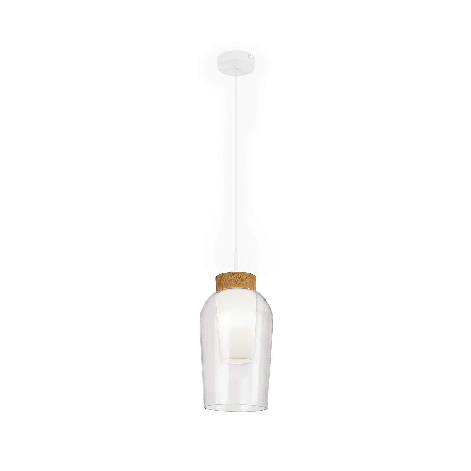 Nora hänglampa, 1 lampa, vit, transparent, glas