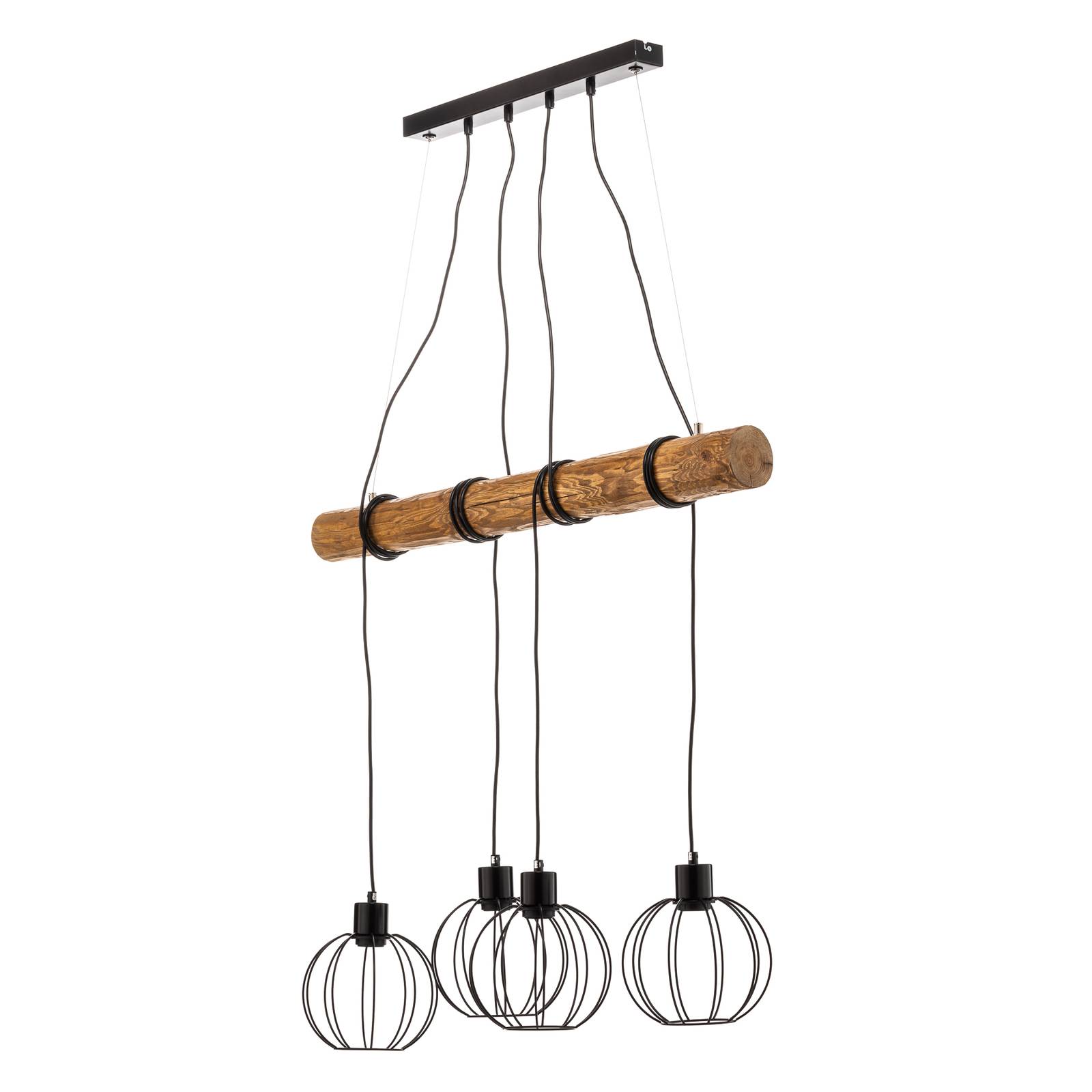 Suspension Karou à 4 lampes brun décapé