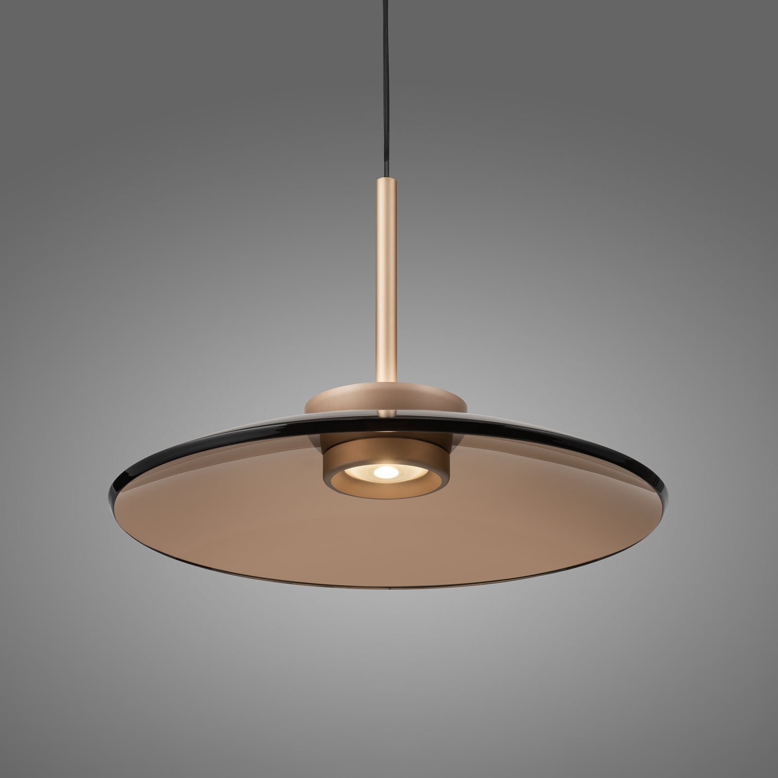 Suspension LED E-Moon, bronze et verre ambré (foncé), Ø 50 cm - PURE Suspension LED E-Moon, bronze et verre ambré (foncé), Ø 50 cm - PURE