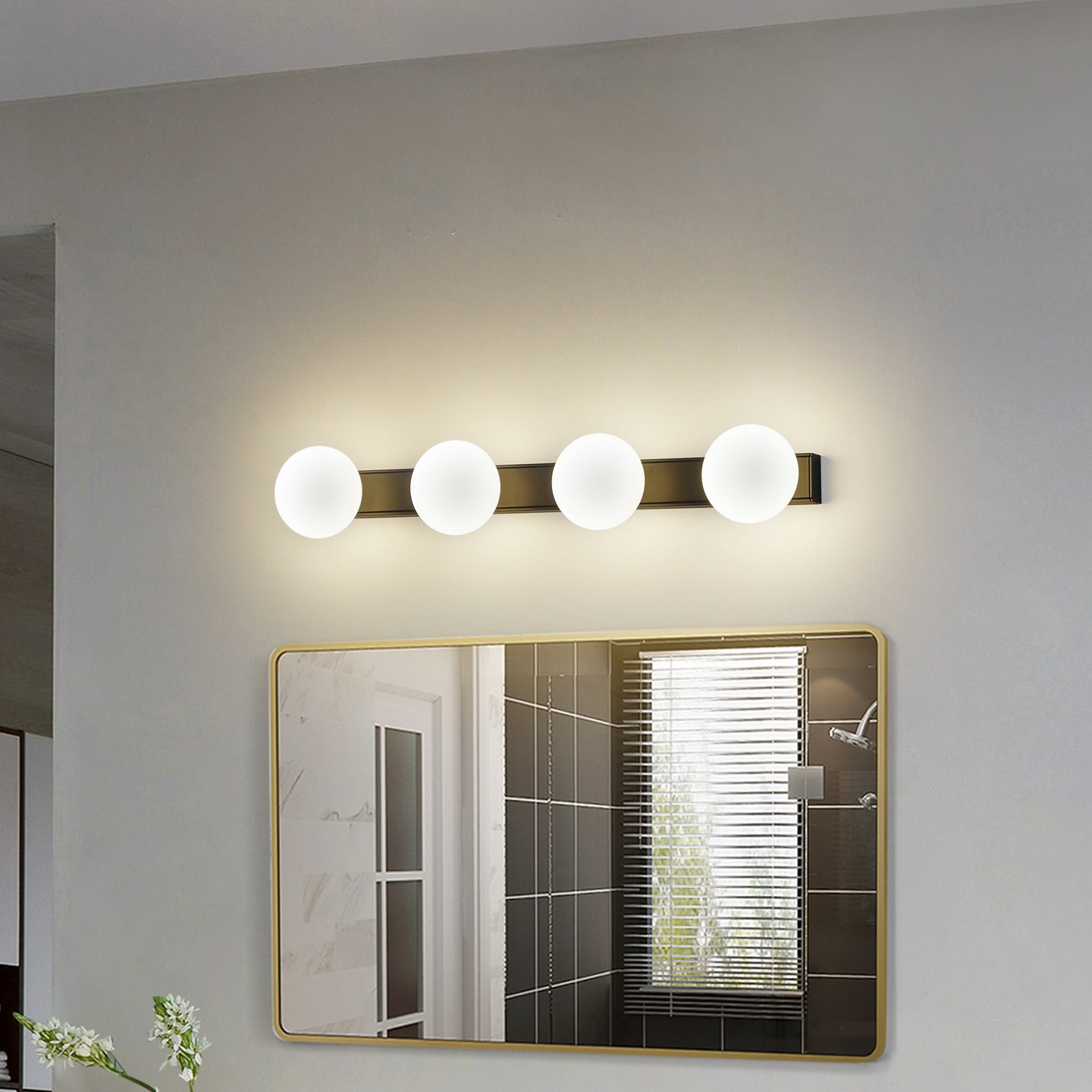 Applique LED per il bagno Myrra, nero, vetro, 60 cm, IP44