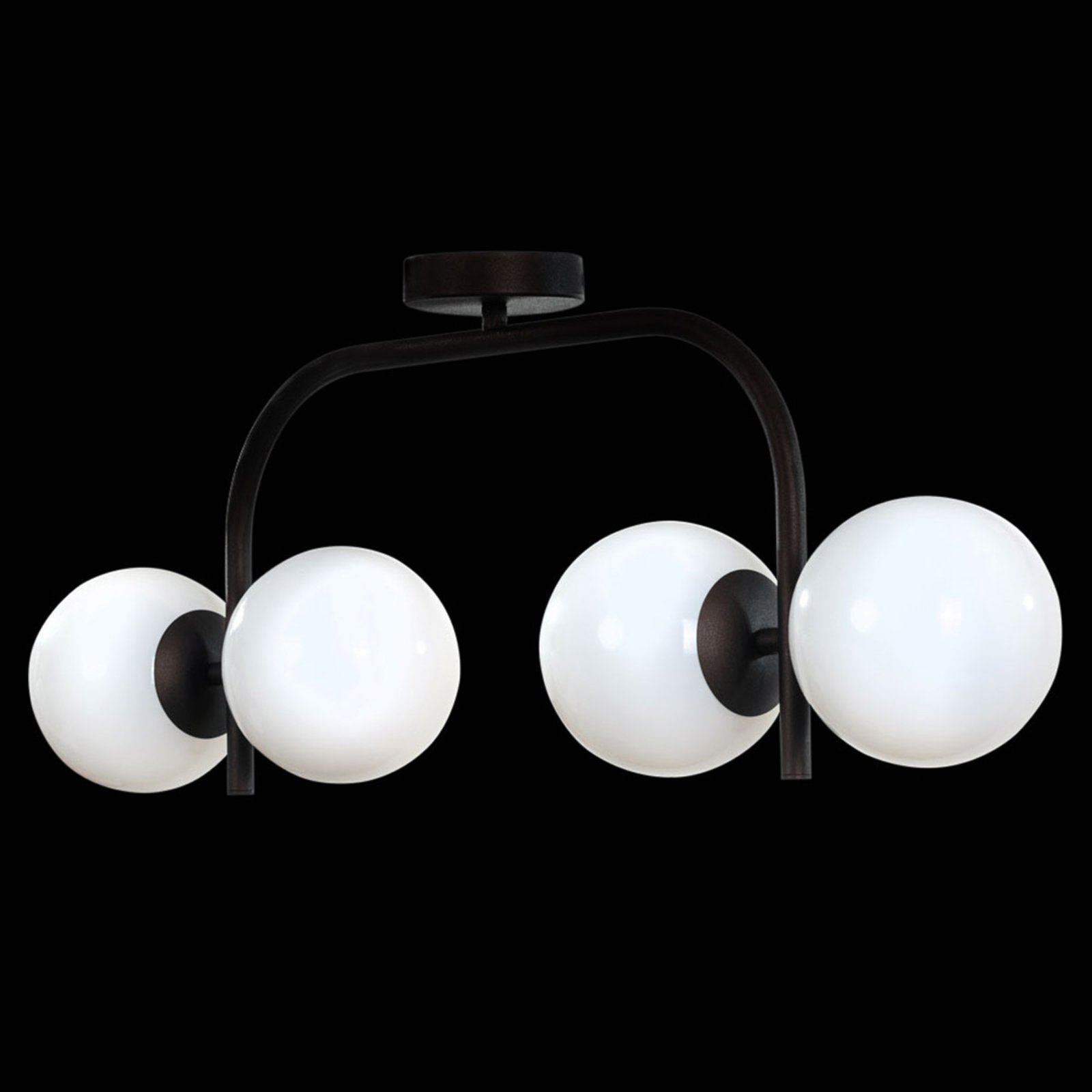 Taklampe Selva, lineær design, 4 lyskilder, svart