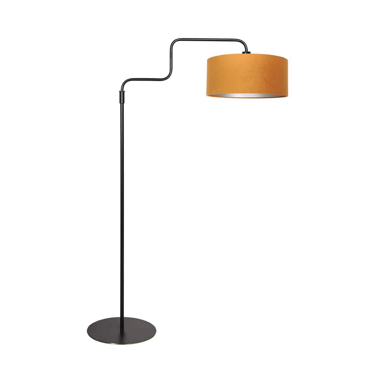 Põrandalamp Bloeba, must/kuldne, kõrgus 165 cm, veluur