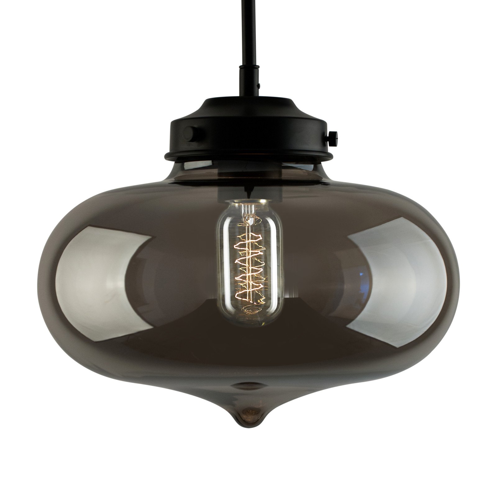 ALTAVOLA DESIGN LA005 hanging light E27 tube heart lampshade smoky, for Living / Dining Room, aluminium, glass, E27, 60 W, energy efficiency: A++, H: 24 cm