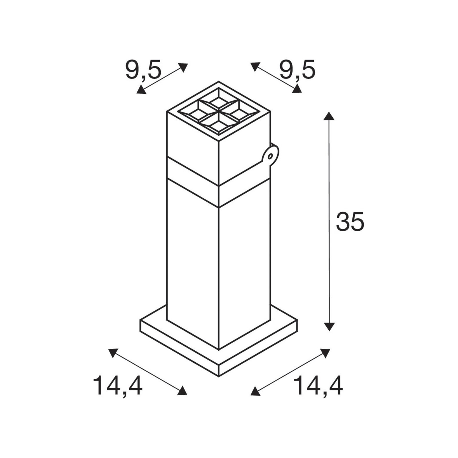 SLV Lampe pour socle LED S-Cube 35, anthracite, aluminium, hauteur 35 cm