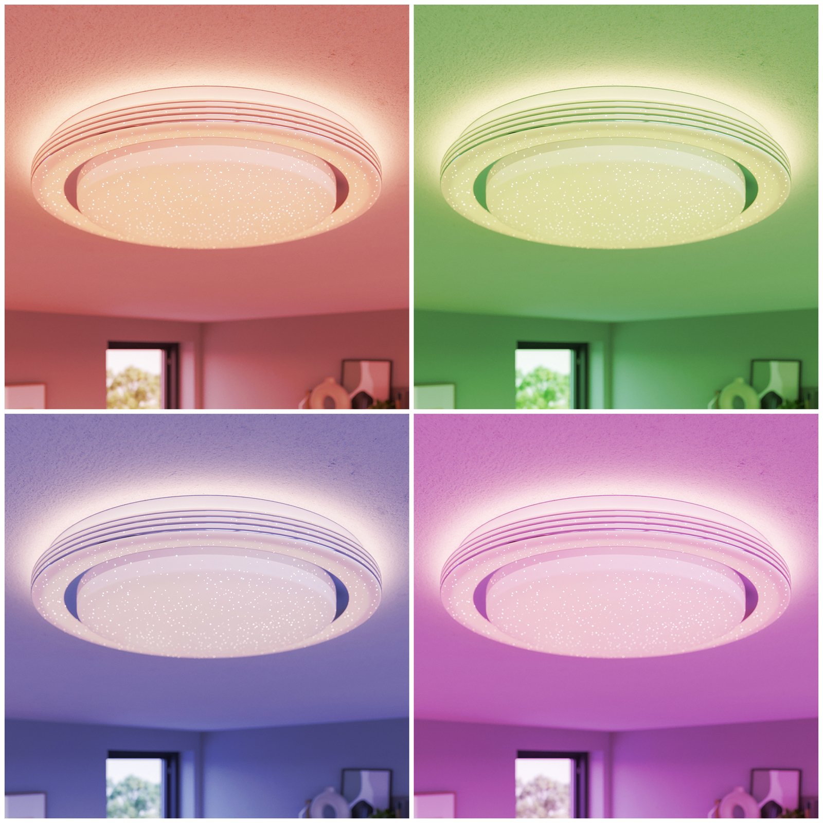 Lindby Mizuni plafón LED, RGBW Smart 48 cm