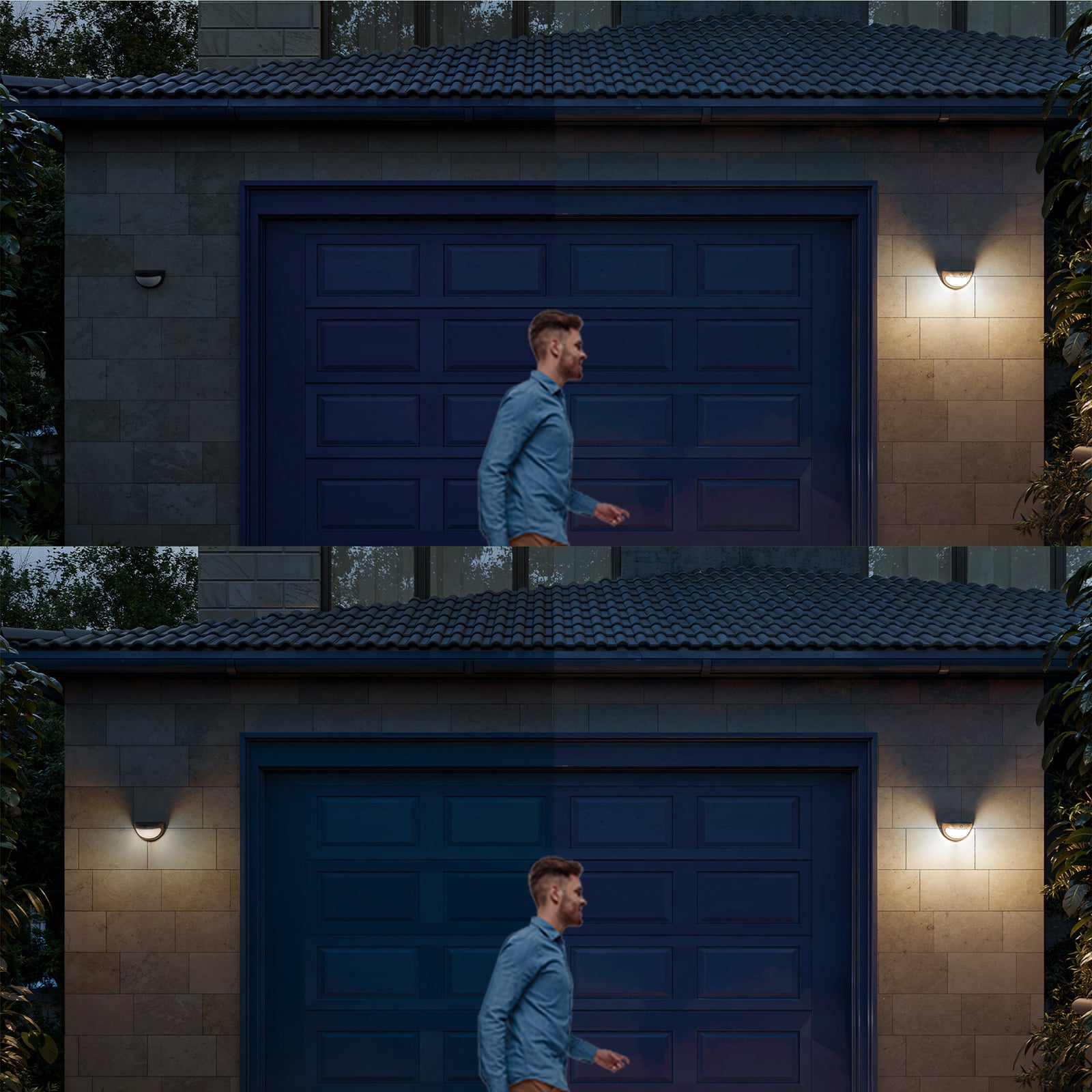 Philips LED-solarna stenska svetilka Swyn, črna, s senzorjem, IP44 Philips LED-solarna stenska svetilka Swyn, črna, s senzorjem, IP44