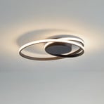 Lindby LED plafondlamp Youna, zwart, aluminium, 39 cm, dimbaar