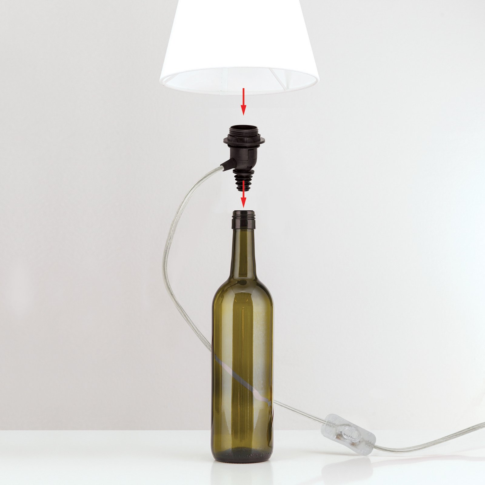 Oprawa żarówki E27 BOTTLE, przezroczysty kabel, długość 200 cm