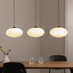 Esszimmerlampe Coco, Länge 115 cm, schwarz/opal, Glas, 3-flg