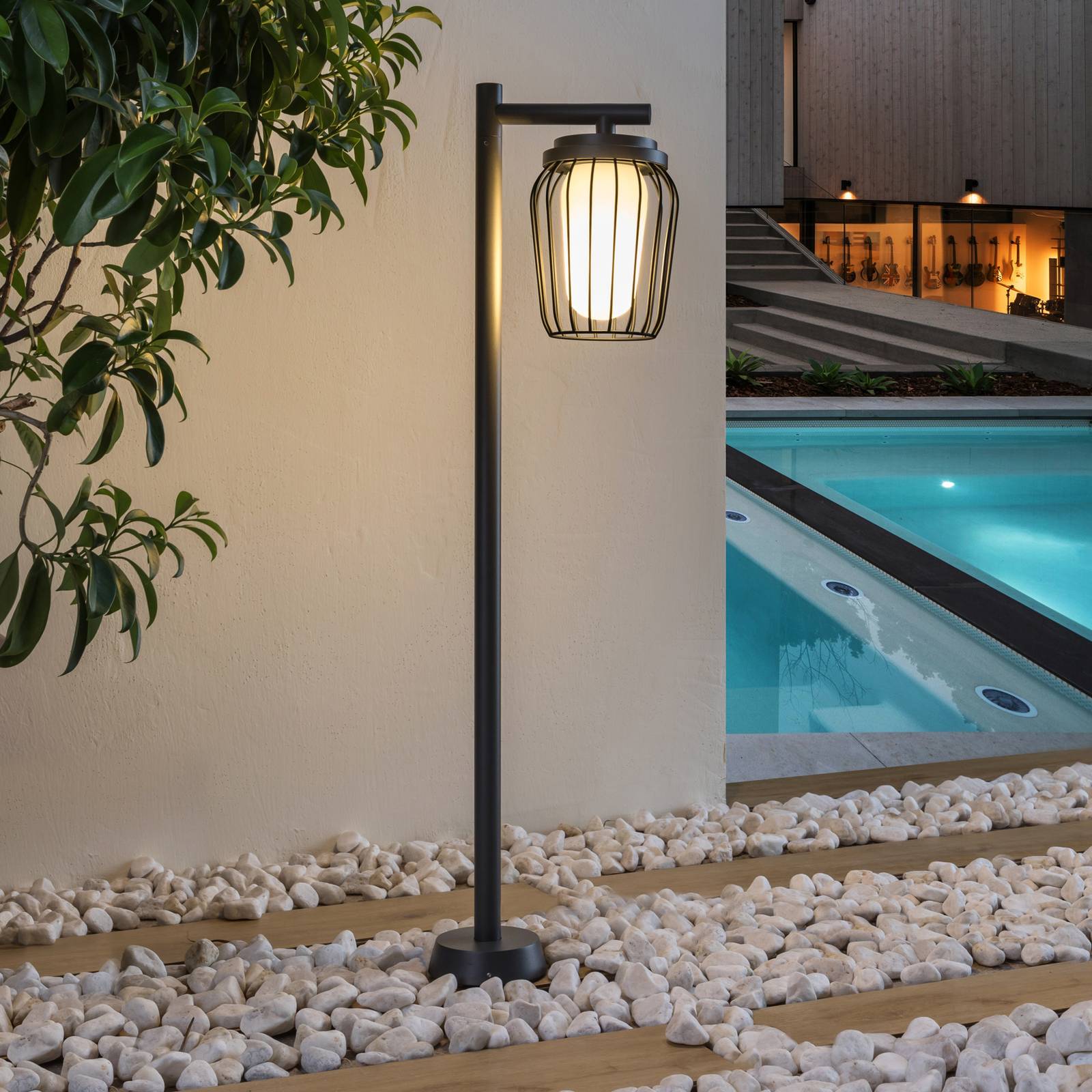 Lucande Borne lumineuse Chandan 100 cm noir aluminium