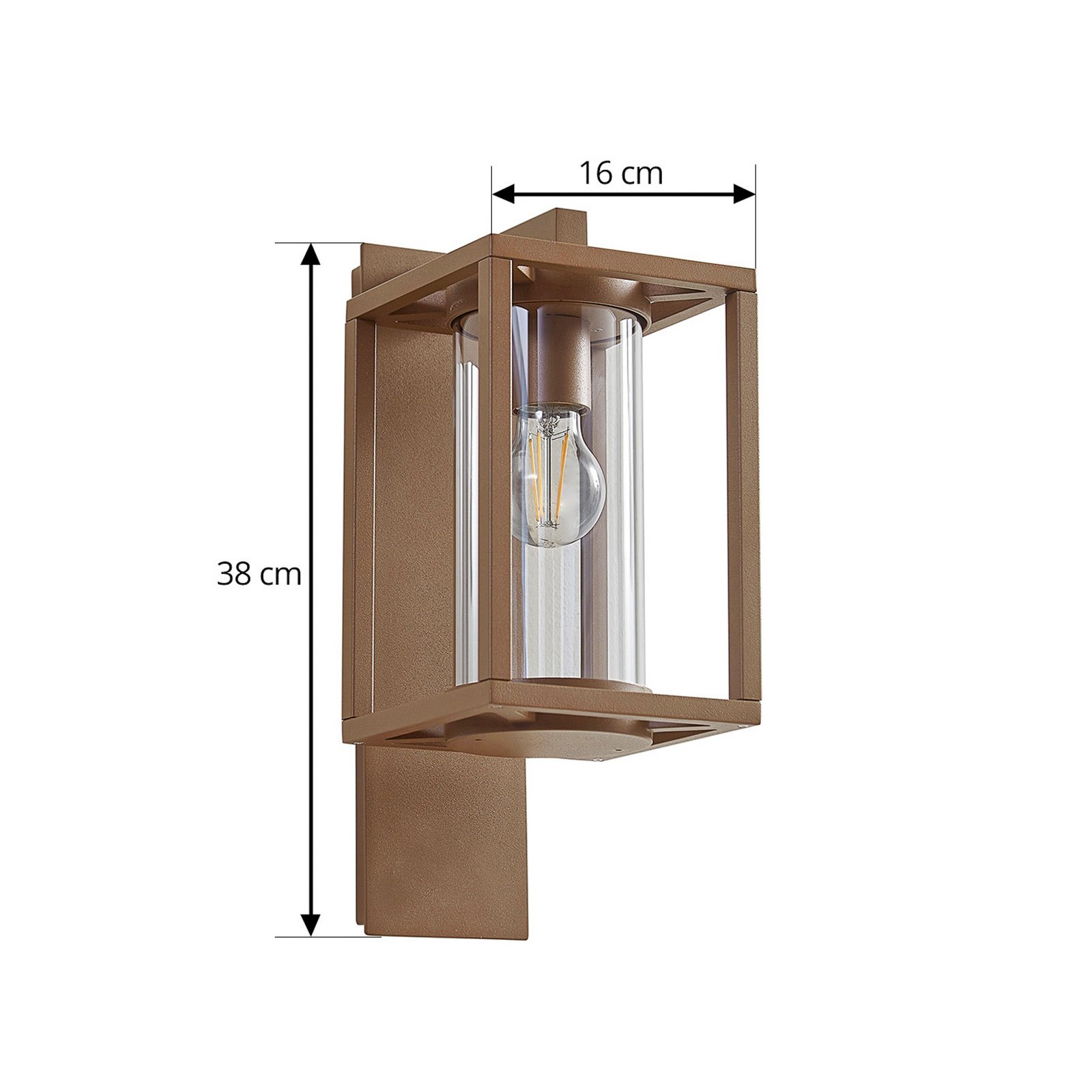 Lucande outdoor wall light Ferda, hanging, brown, IP44, E27